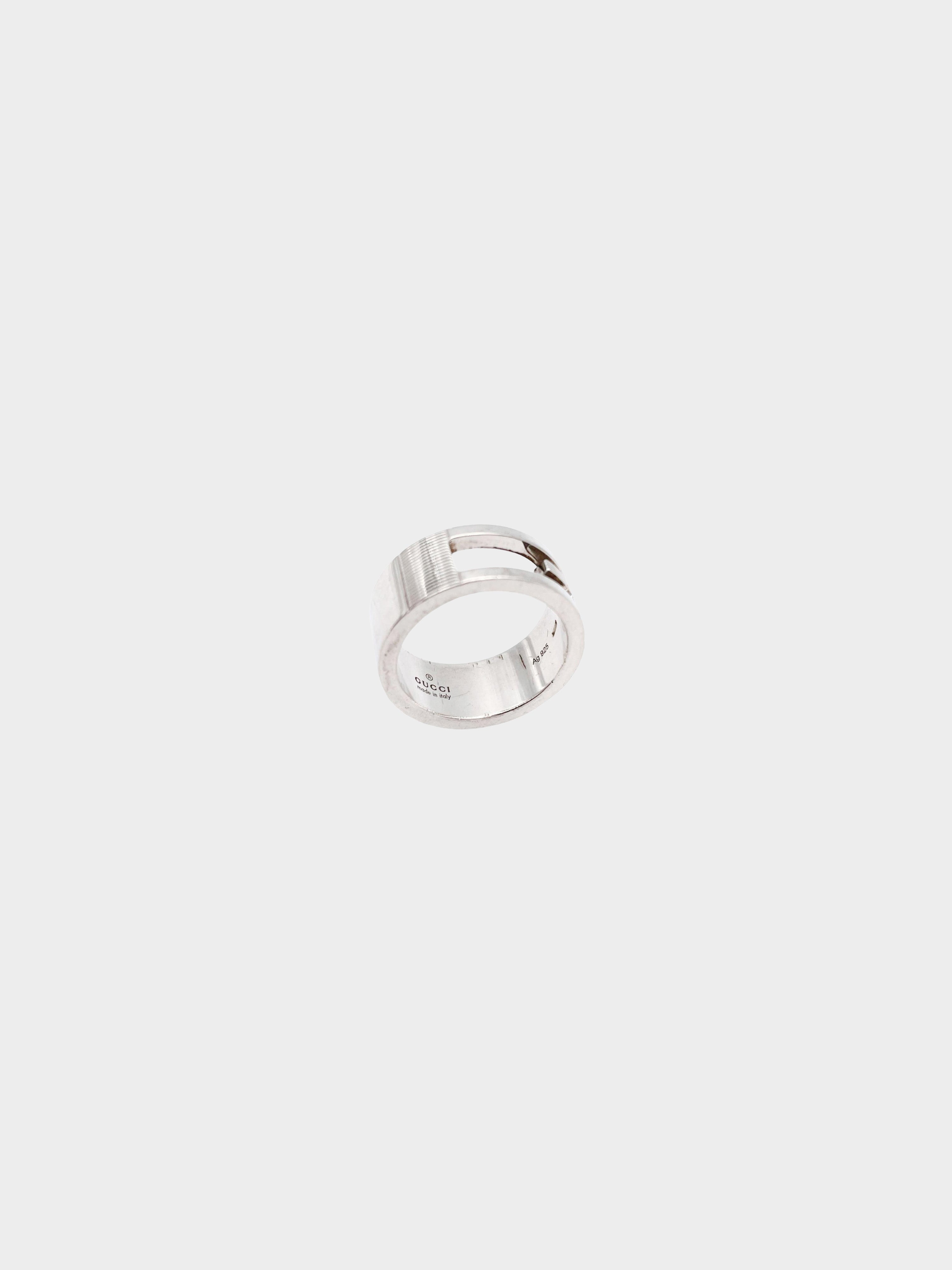 Gucci 1990s Sterling Silver G Logo Ring