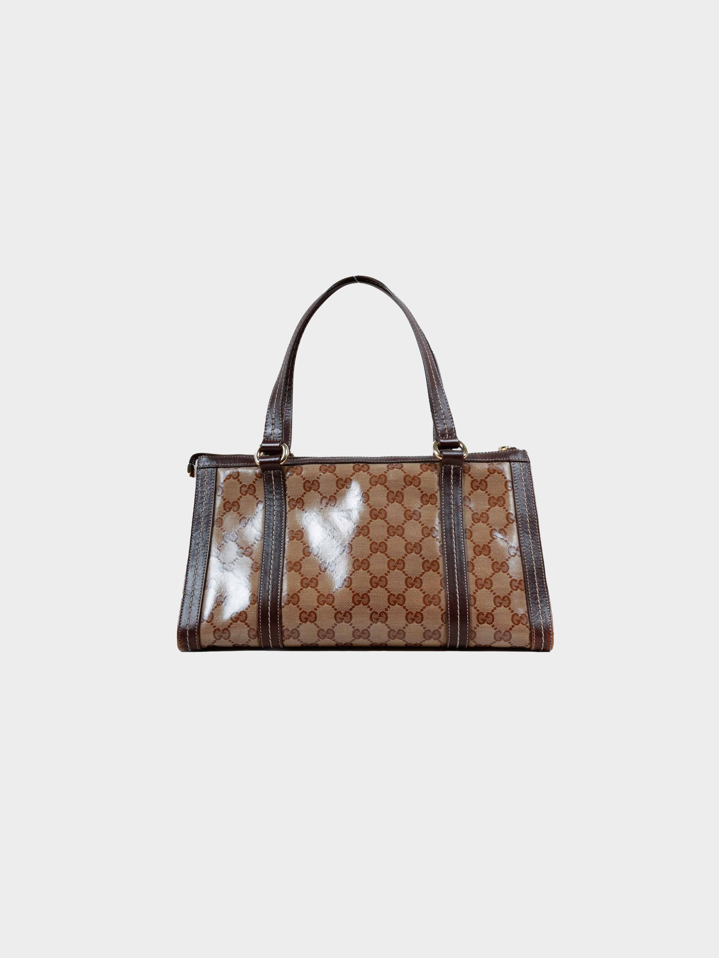 Gucci Brown Ebony Monogram GG Crystal Coated Canvas & Leather