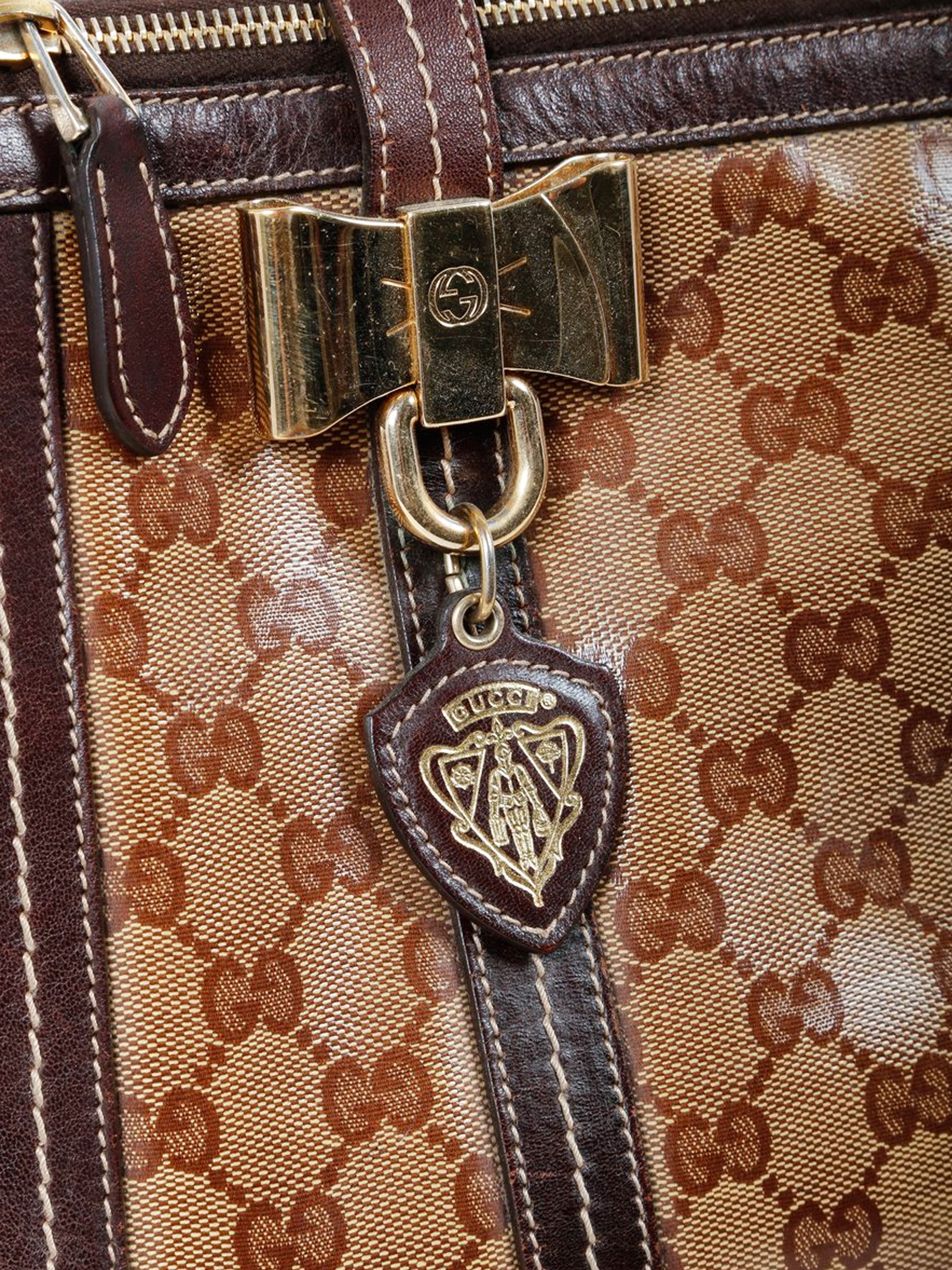 Gucci Brown Ebony Monogram GG Crystal Coated Canvas & Leather