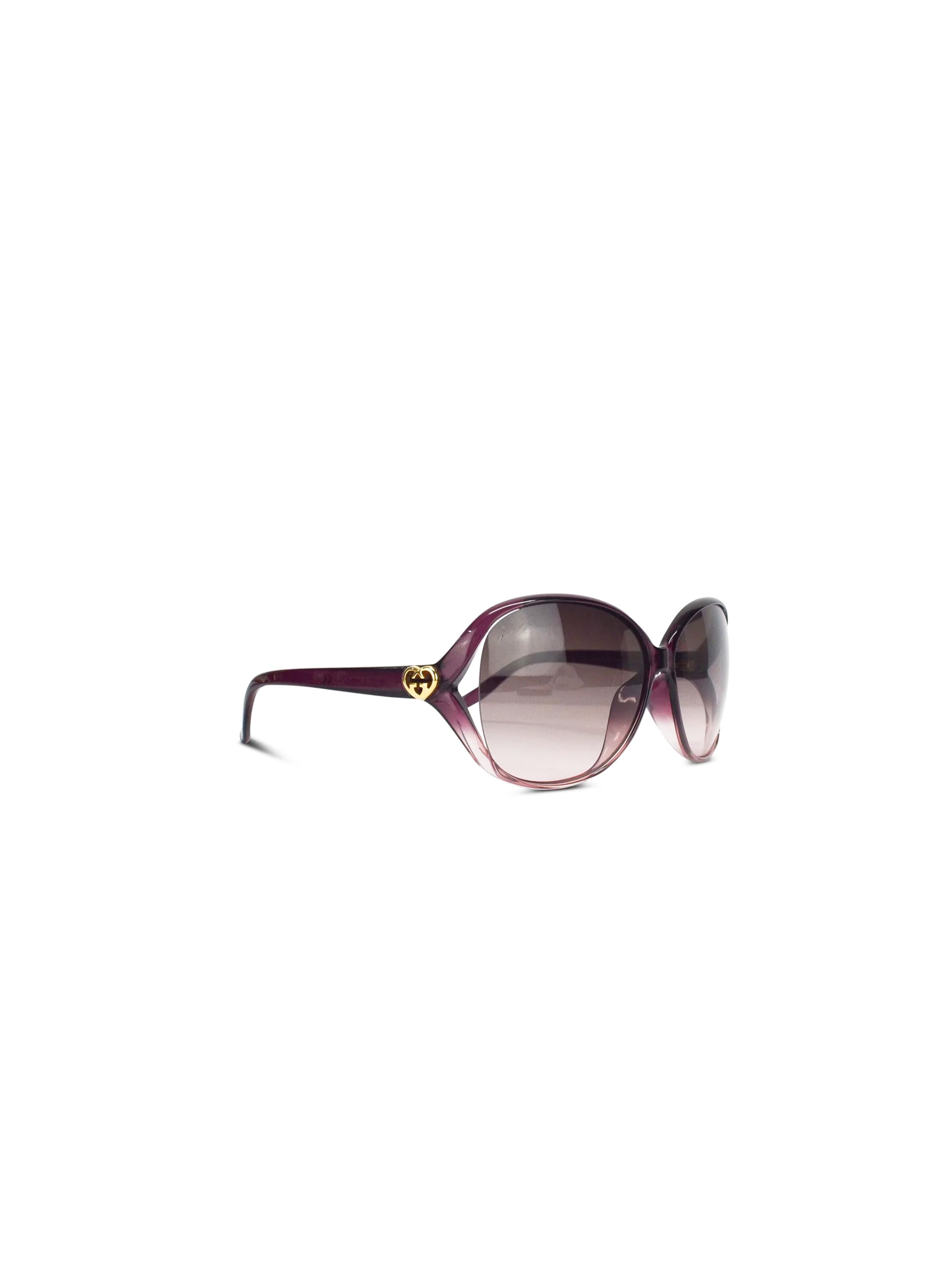 Gucci 2000s Oversized Purple Heart Sunglasses · INTO