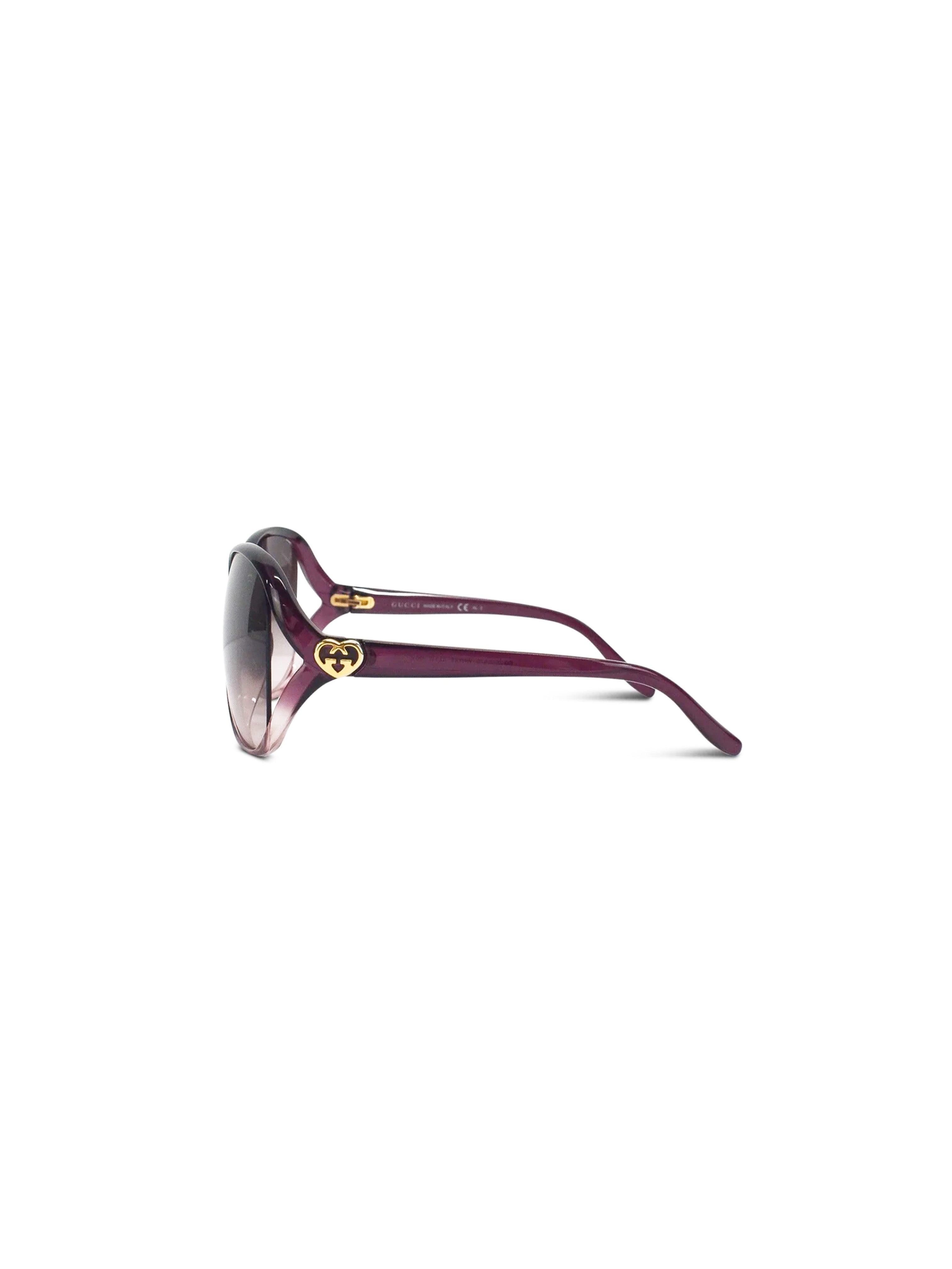 Gucci 2000s Oversized Purple Heart Sunglasses · INTO