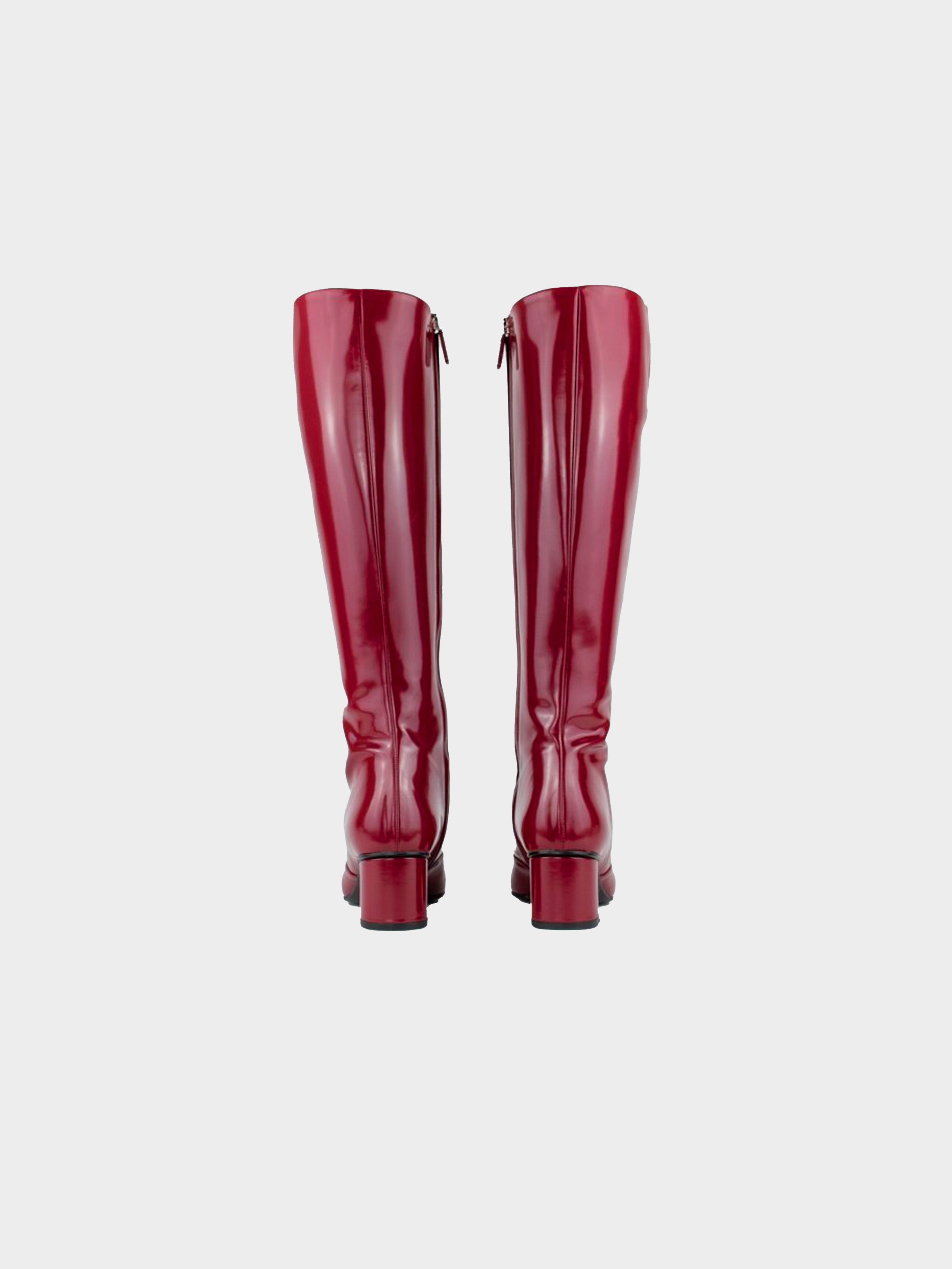 Gucci 2010s Red Patent Leather Horsebit Riding Boots