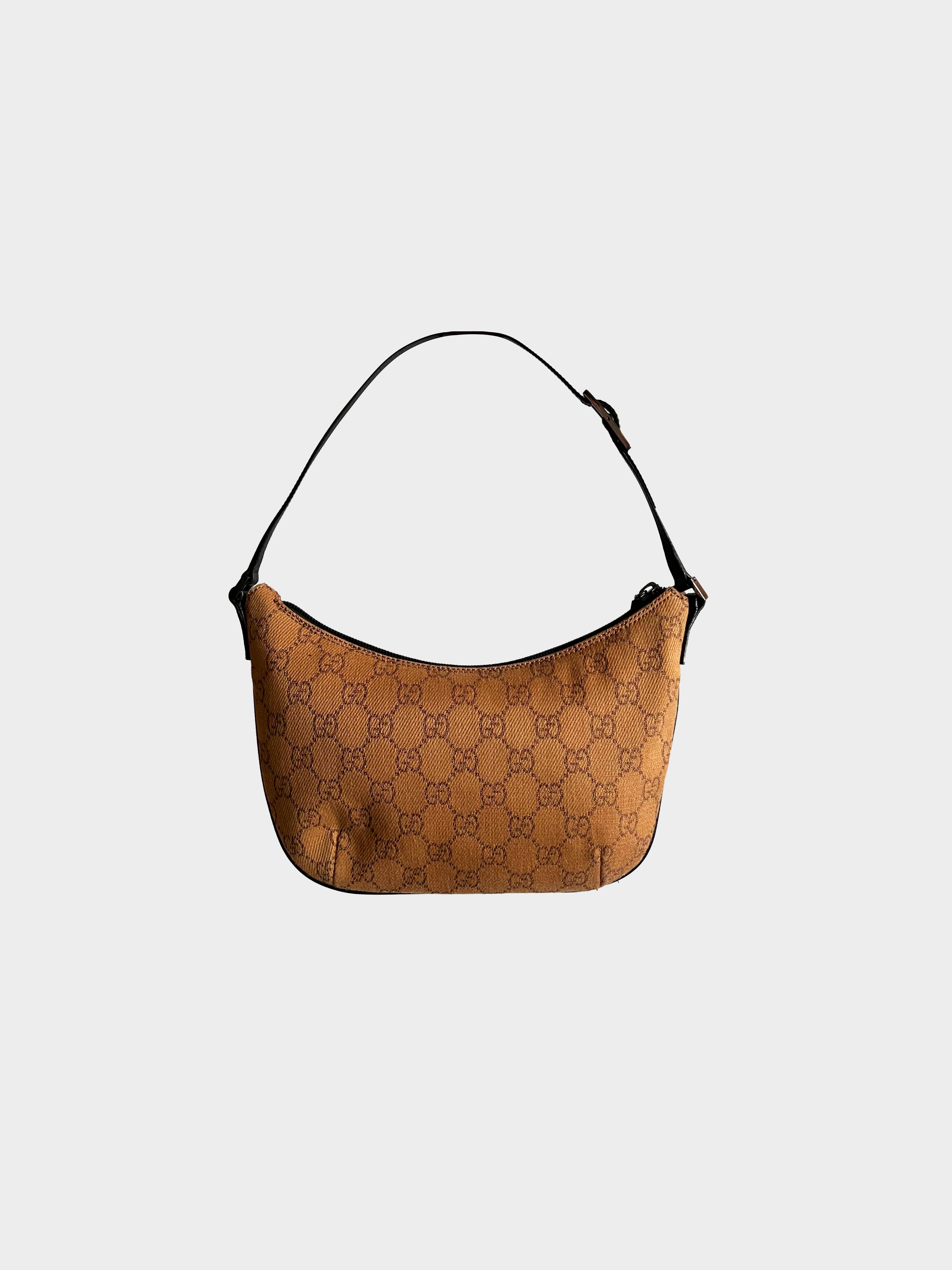 Gucci 2000s Grey Monogram Gold Hardware Shoulder Bag · INTO