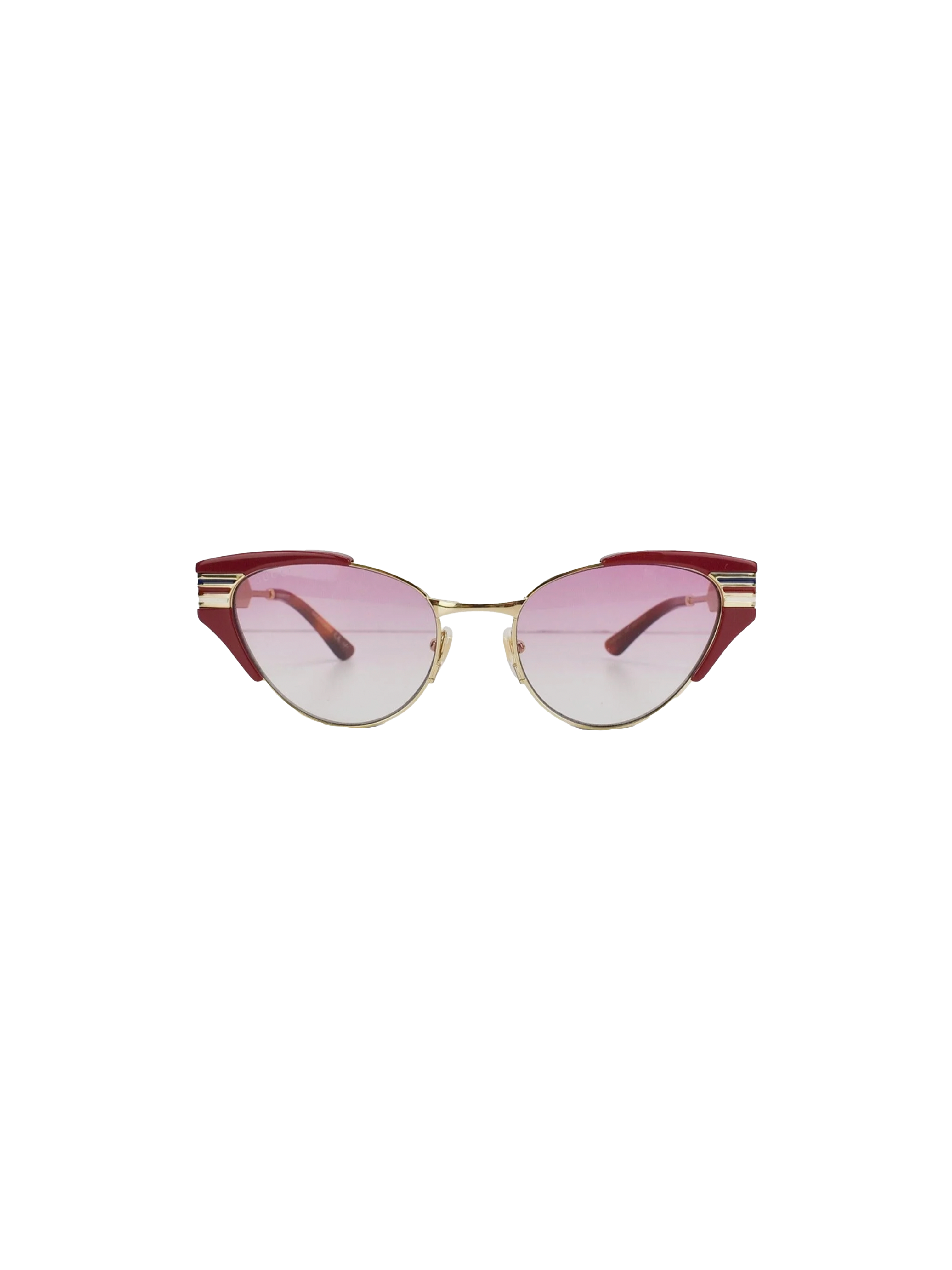 Gucci 2000s Red and Gold Cat Eye Logo Sunglasses
