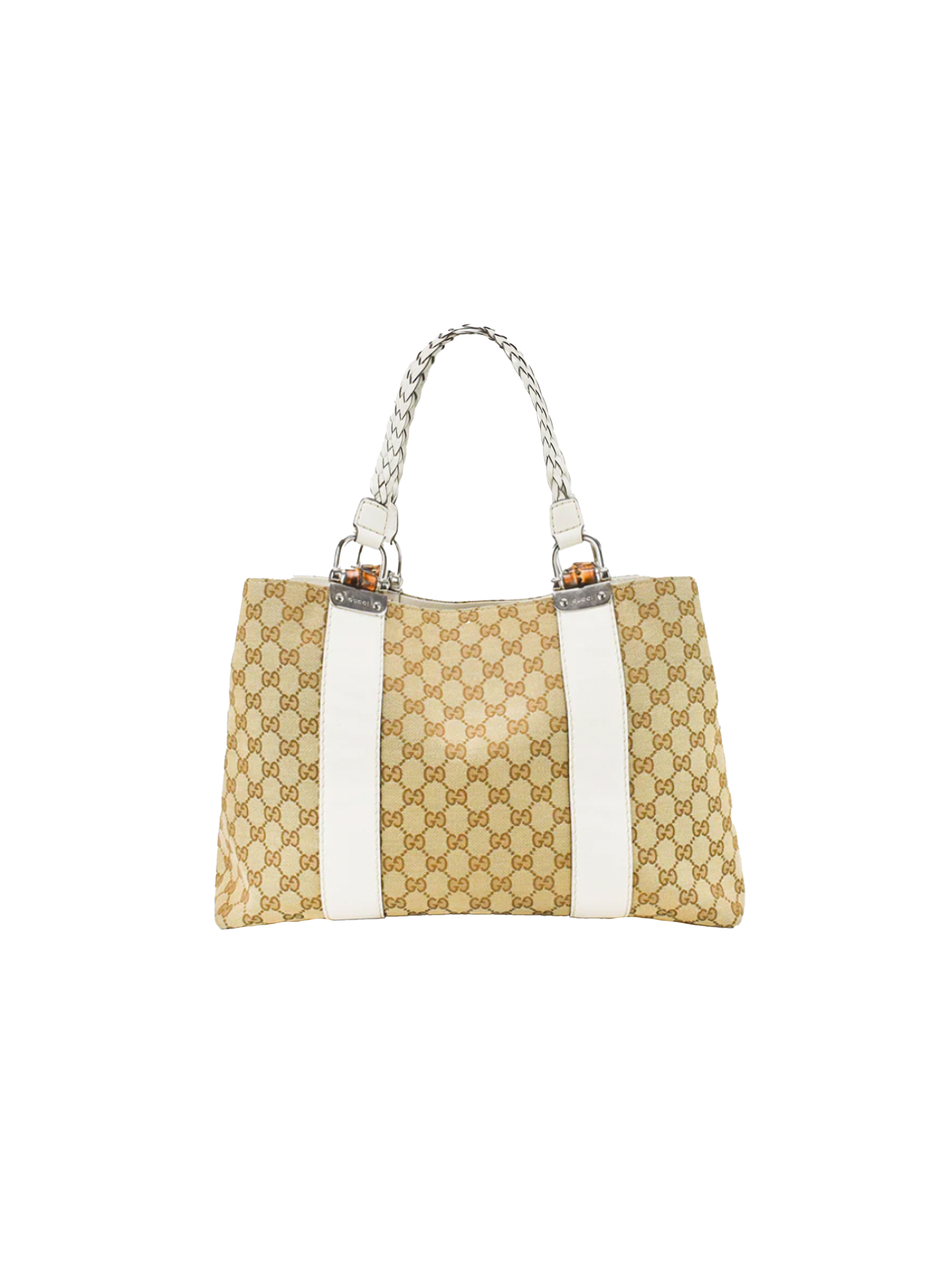 Gucci 2000s Monogram Braided Handle Tote Bag