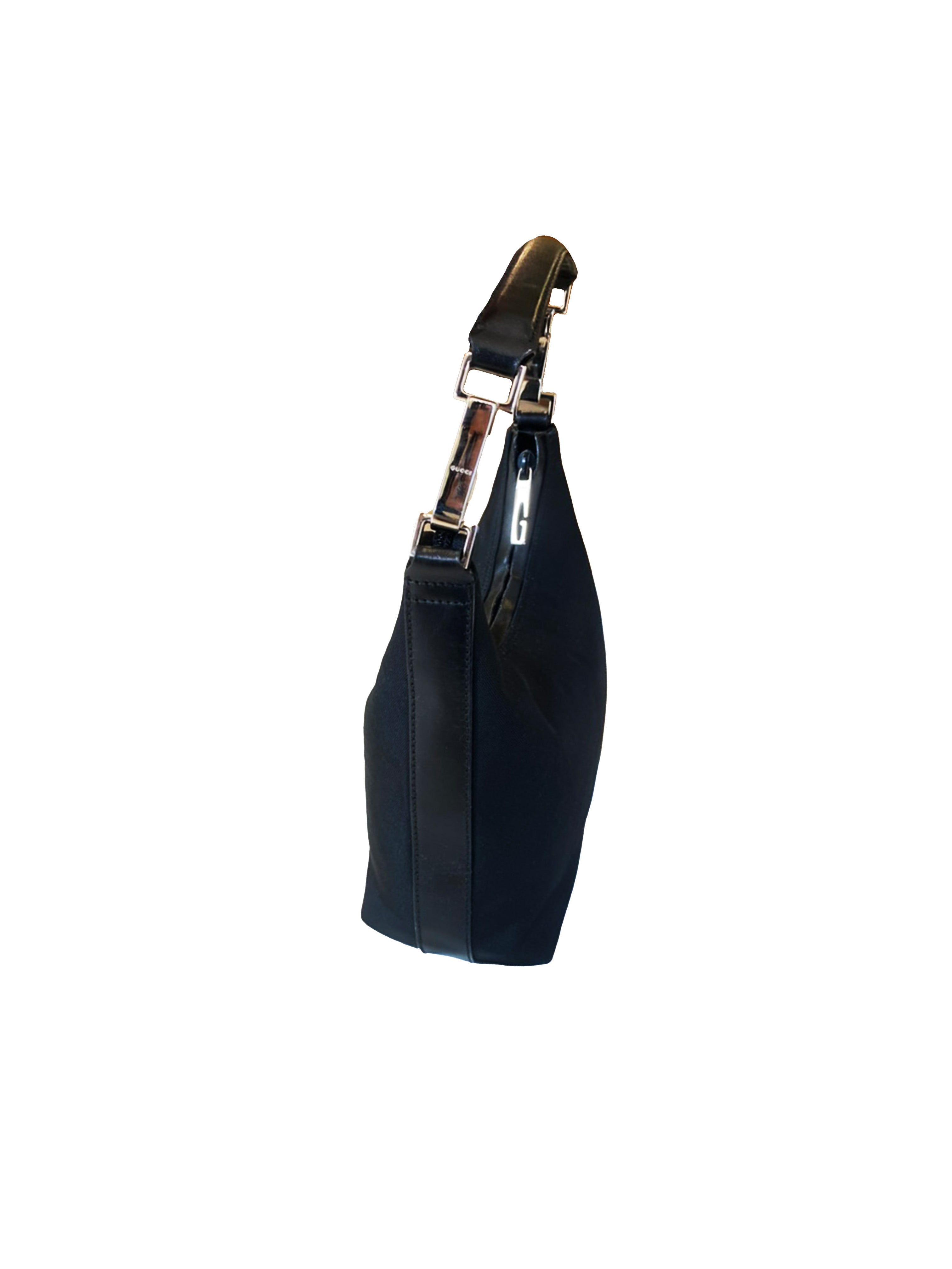 Gucci 2000s Vintage Black Shoulder Bag with Zipper Logo · INTO