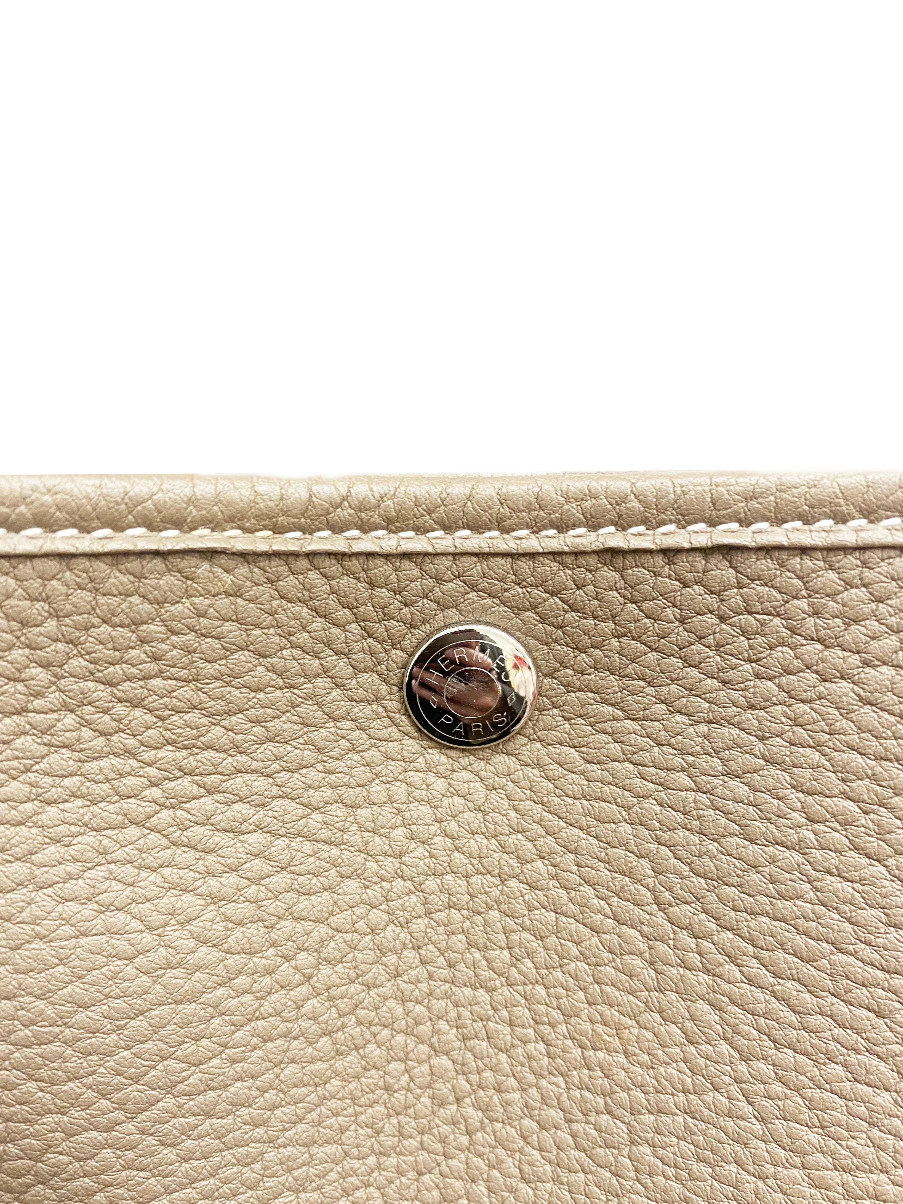 Hermes Garden Party Pm Tweed Handbag Leather Brown Series Silver