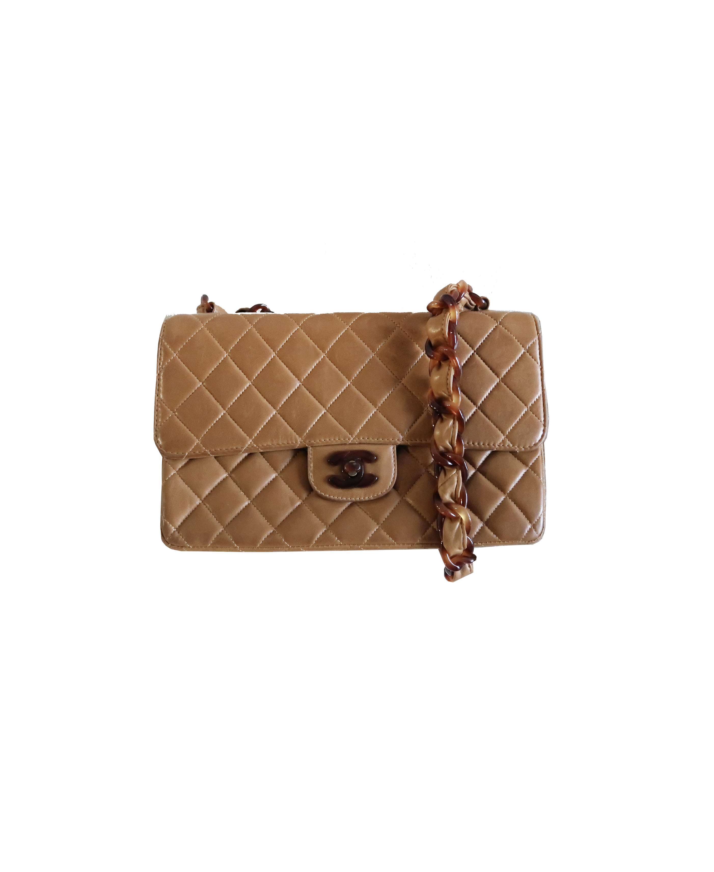 Chanel 1994/1995 Brown Leather CC Resin Flap Bag · INTO