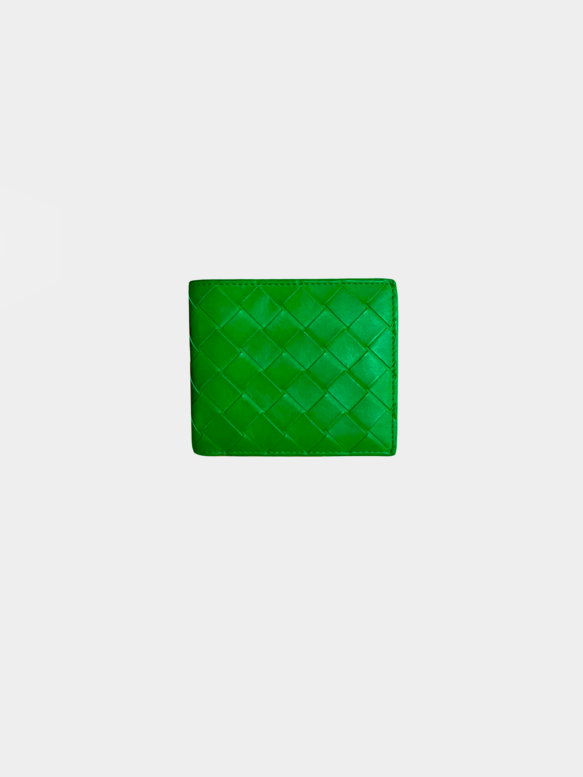 Bottega Veneta 2020s Green Woven Leather Wallet