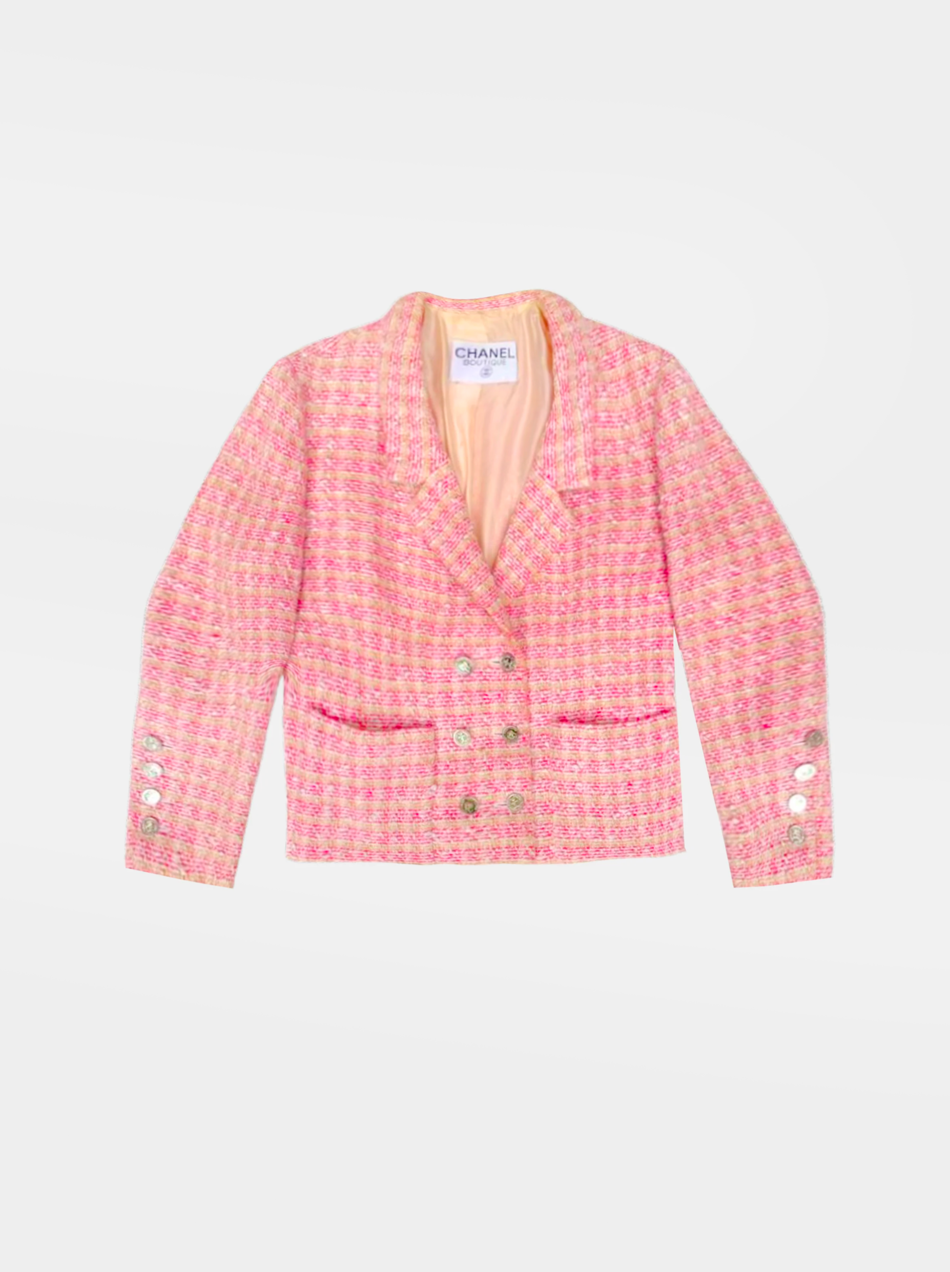 Chanel Double Breasted Jacket With Crest/Patch Details - '80s