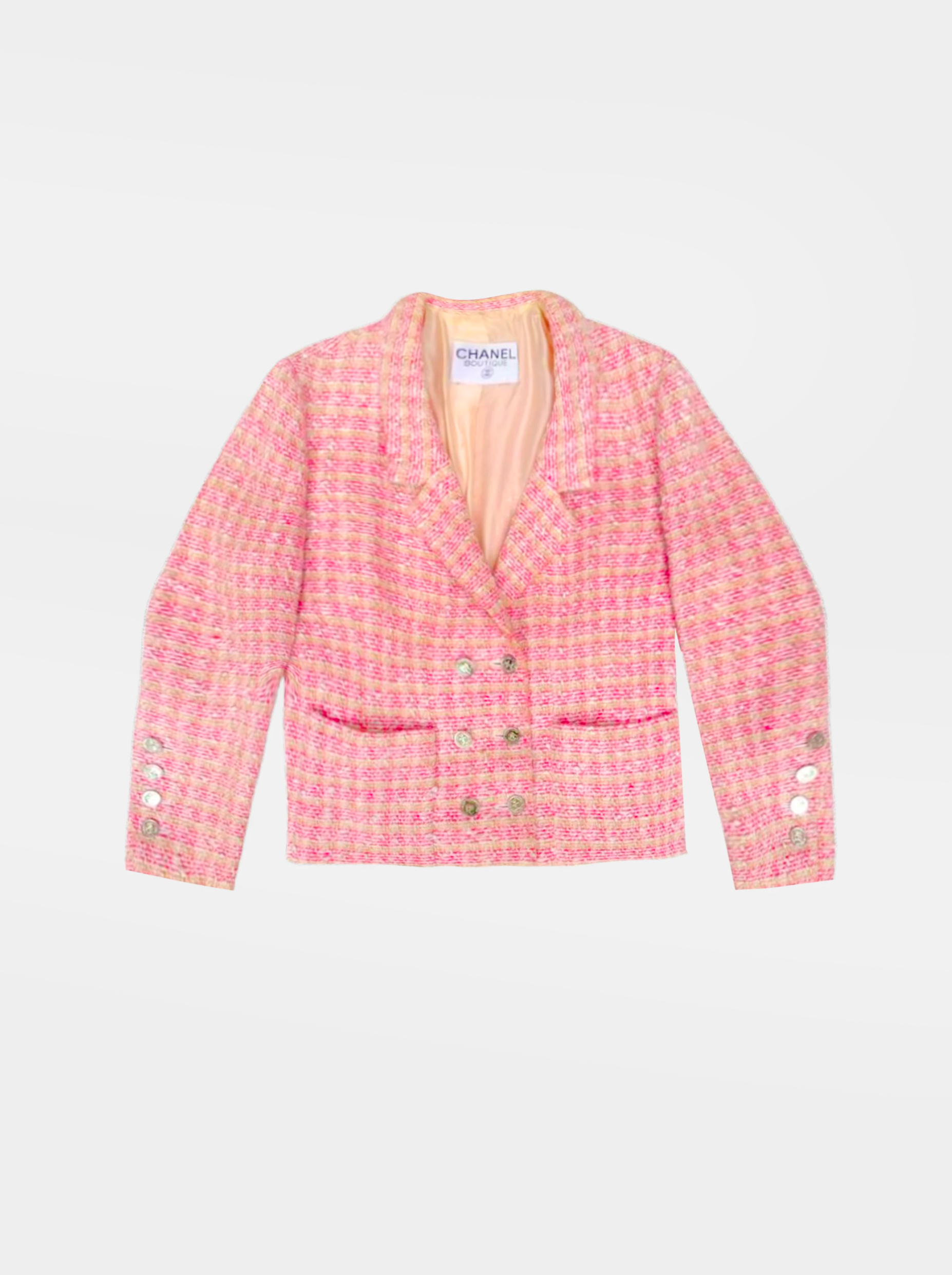 pink chanel tweed jacket blazer