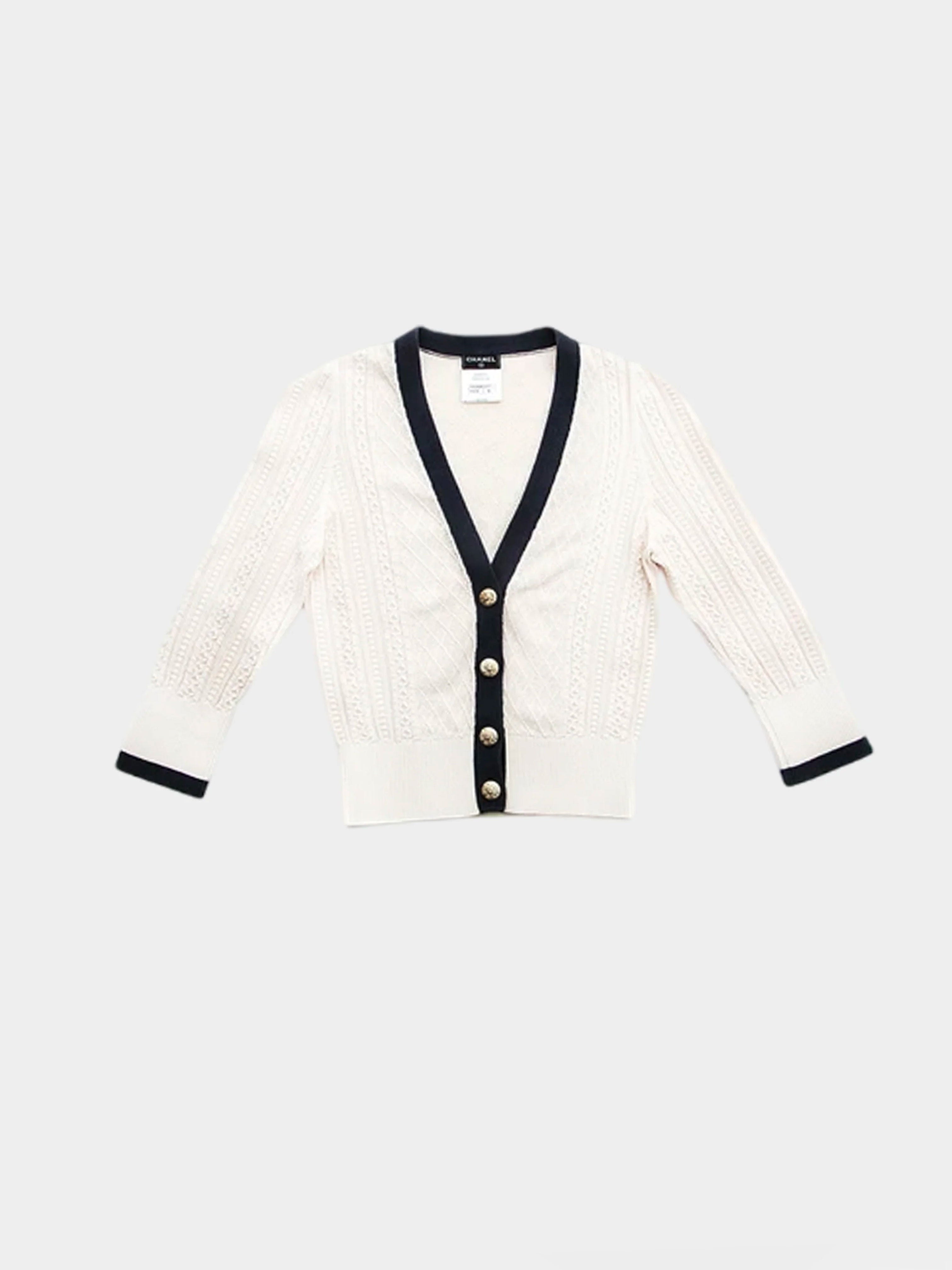 Chanel 1990s Bicolor Knit Cardigan · INTO