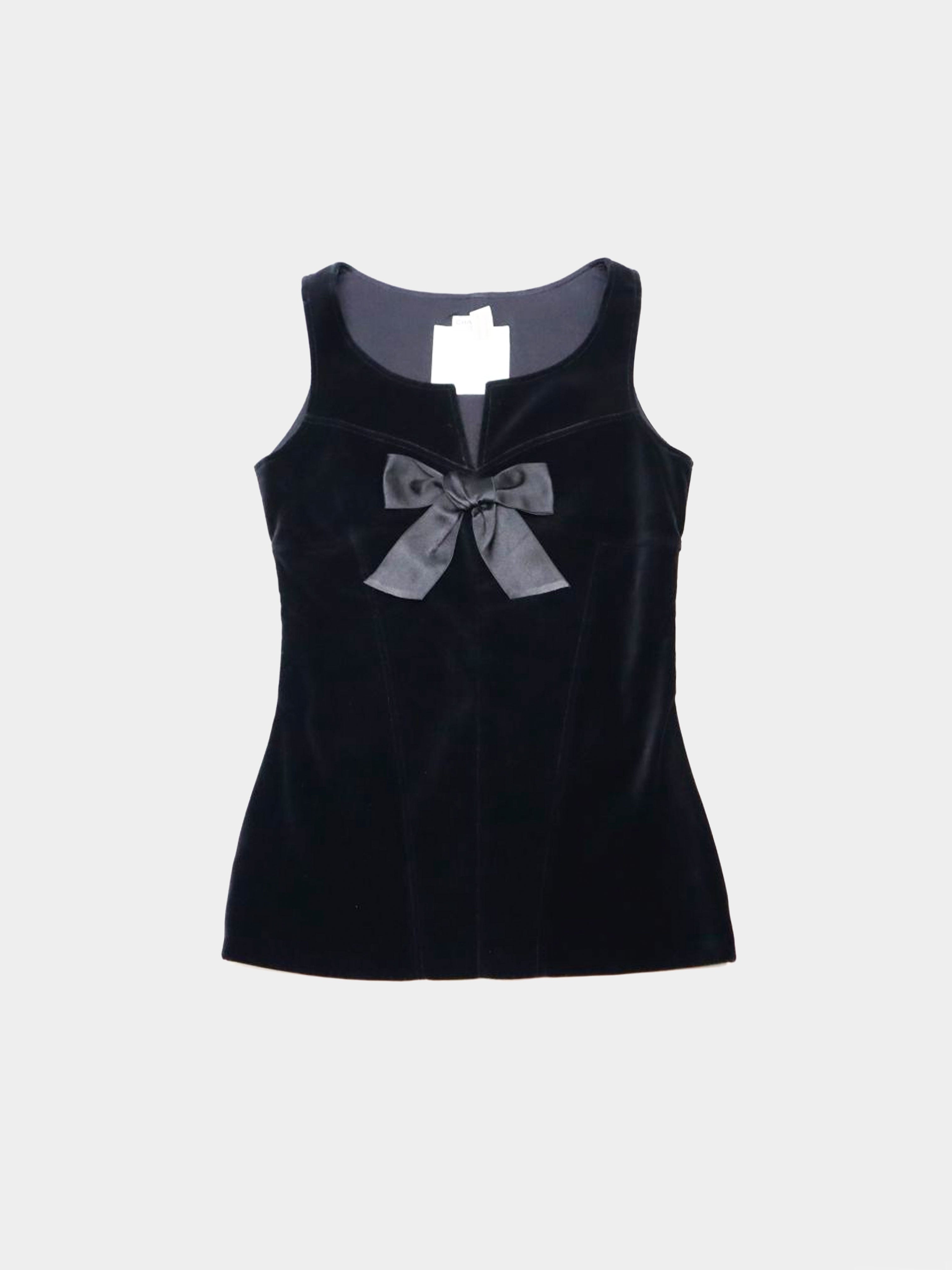 Chanel 1990s FW Velvet Satin Bow Tank · INTO