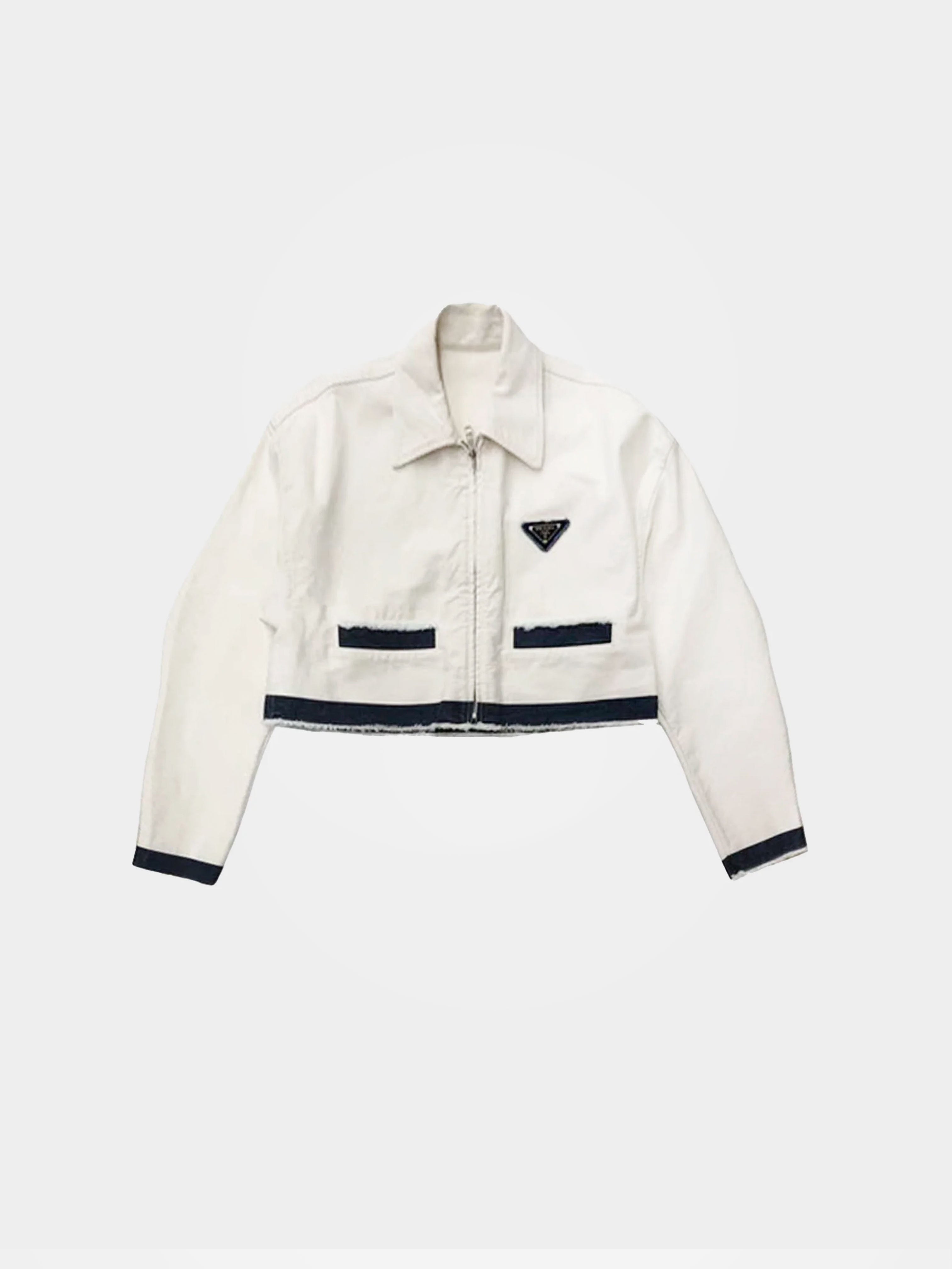 Prada 2022 SS White Cropped Selvedge denim jacket