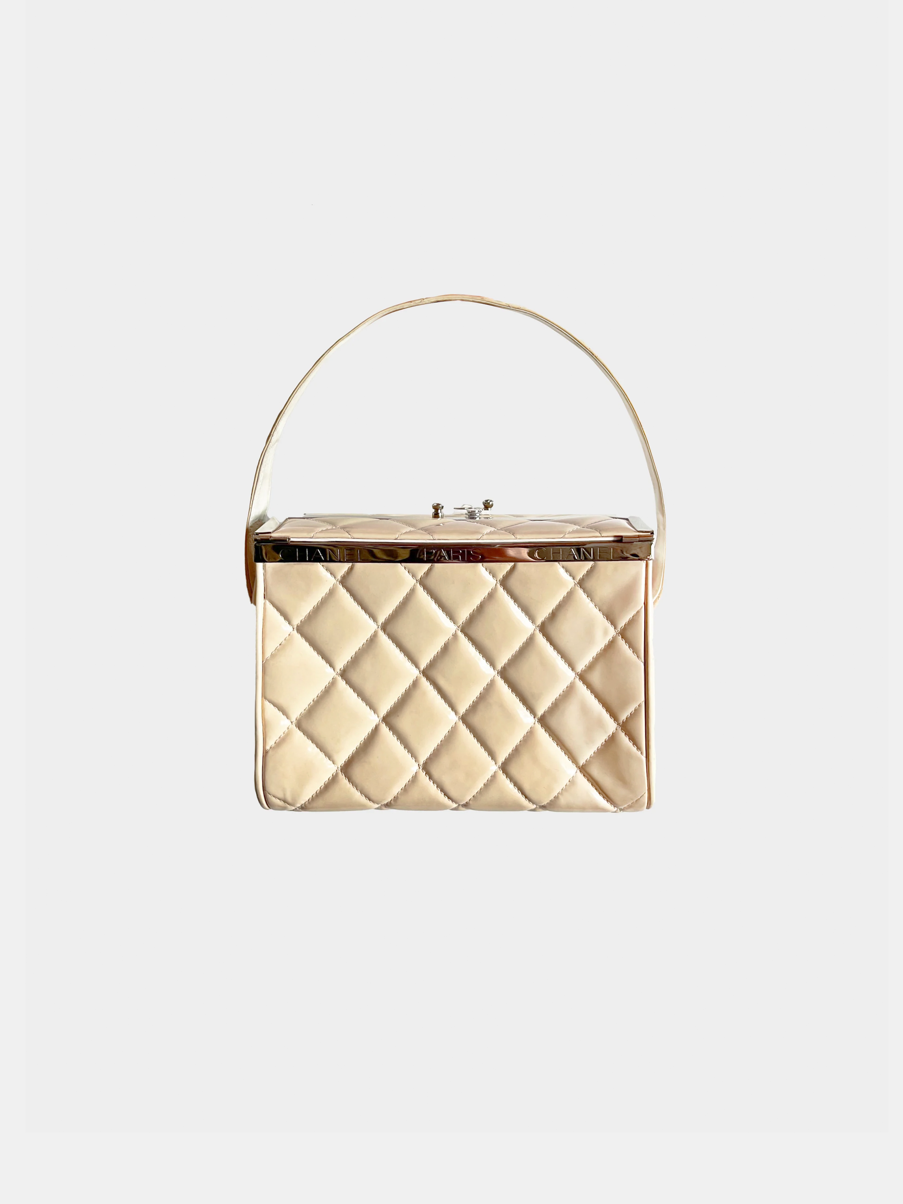 Chanel 1990s Cream Quilted Vanity Bag