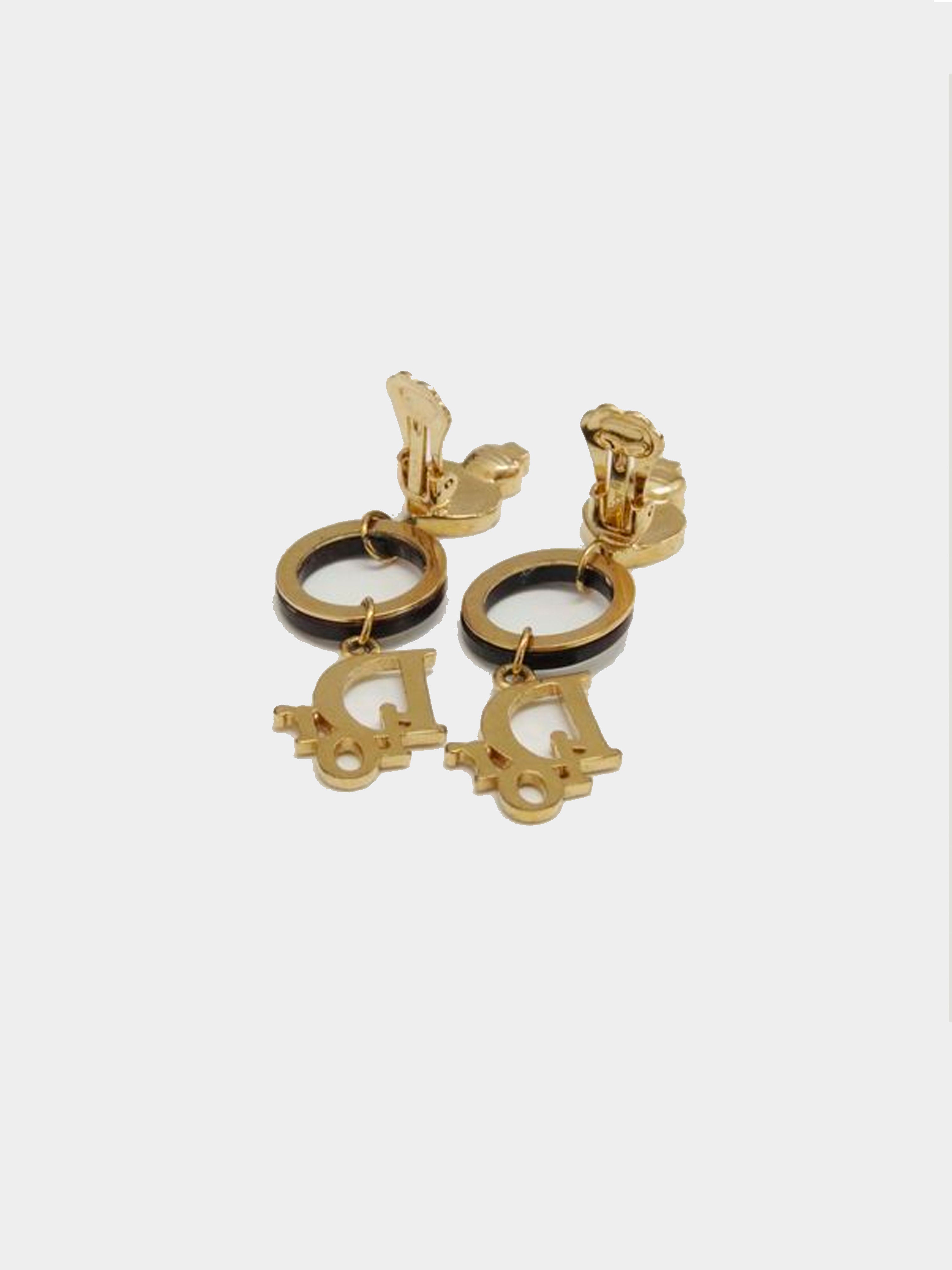 Christian Dior 2000s Heart Logo Gold Drop Earrings