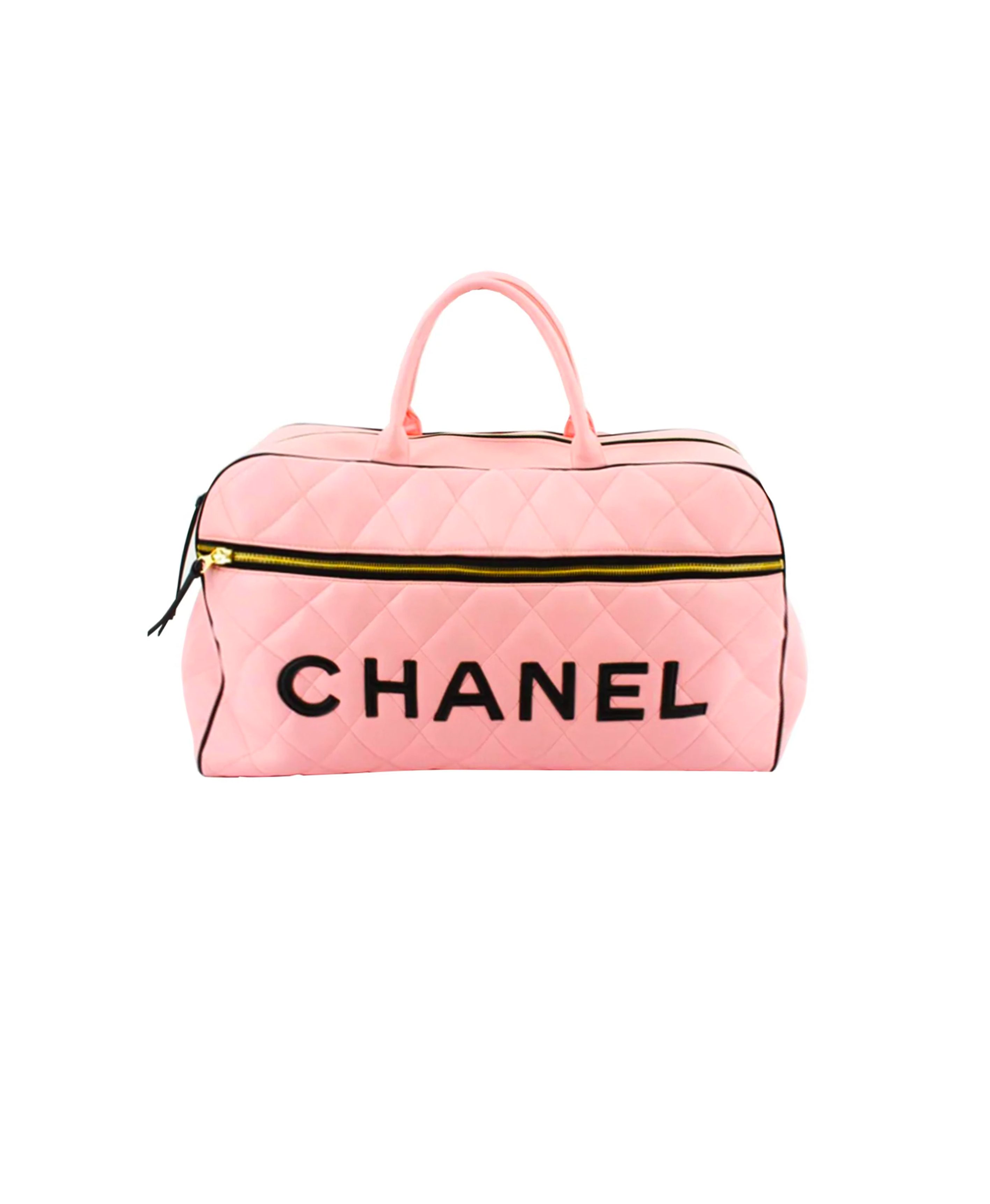 Chanel 2000s Pink Logo Quilted Duffle