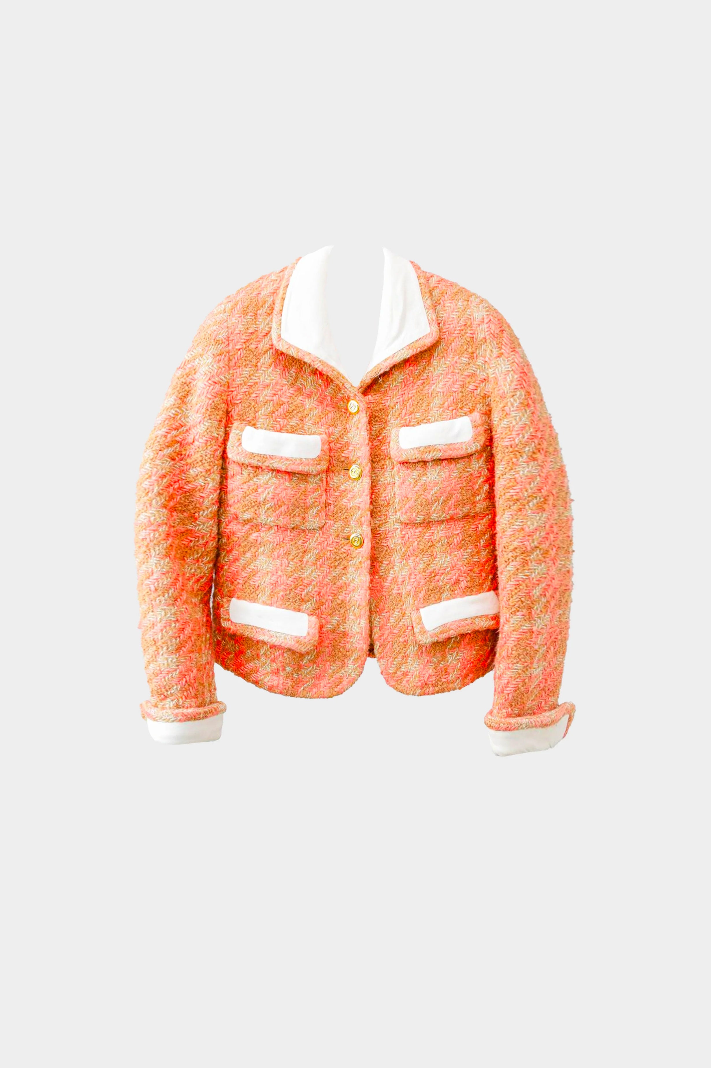 Chanel 1980s Peach Tweed Jacket with CC Buttons