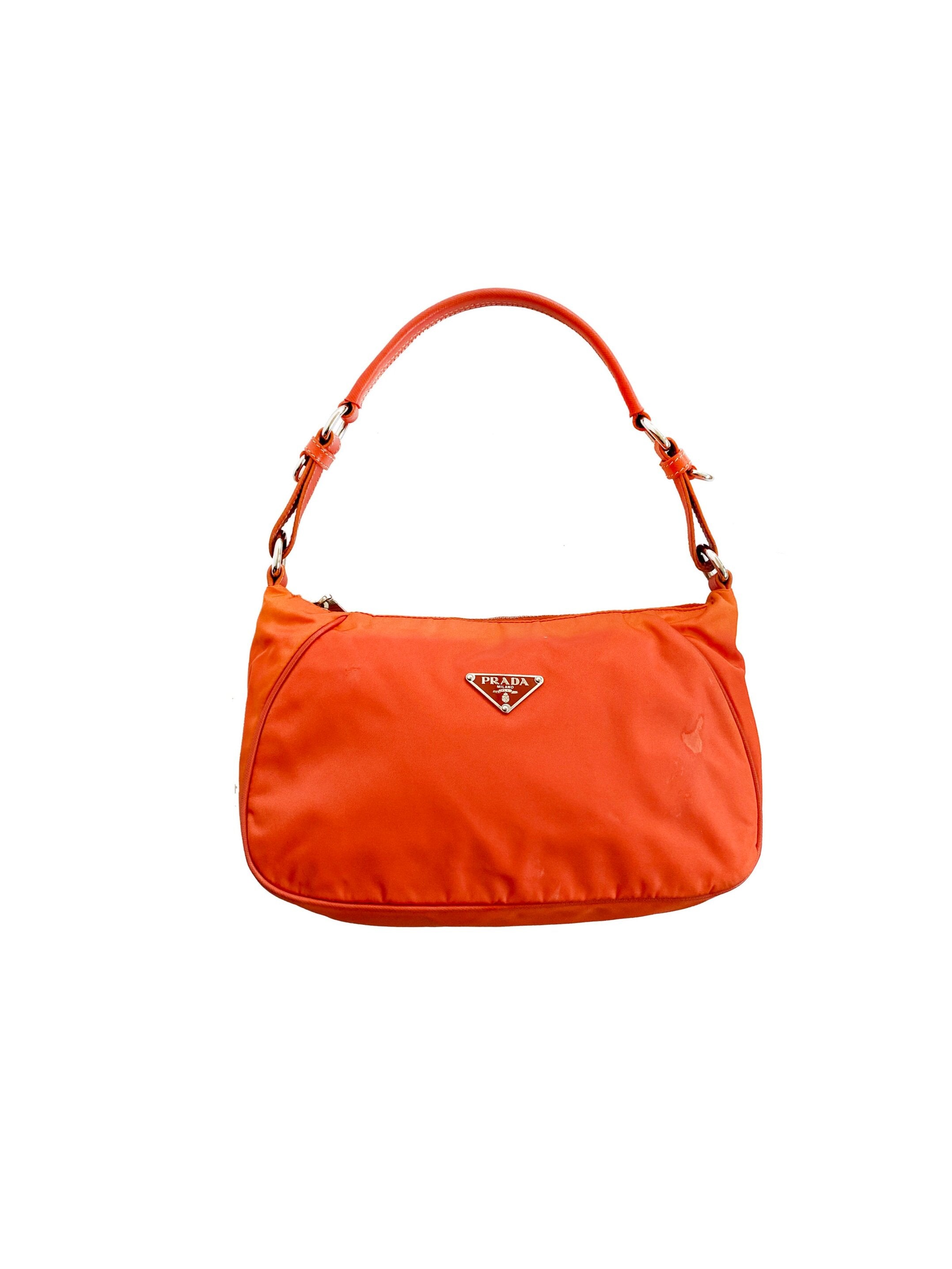 Prada 2000s Orange Small Tessuto Bag