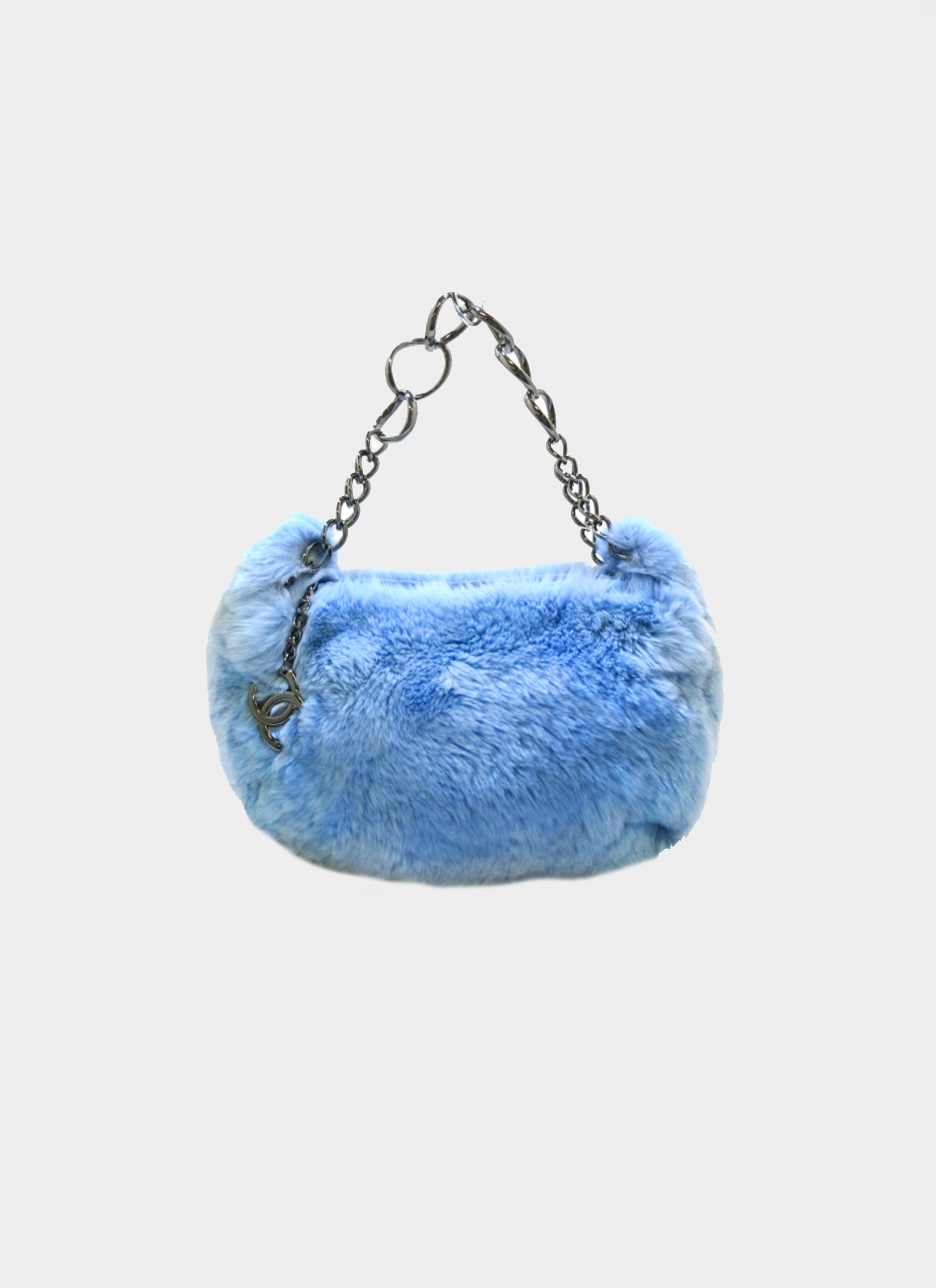 CHANEL Womens Flap Bag Fur in Blue  Second Hand