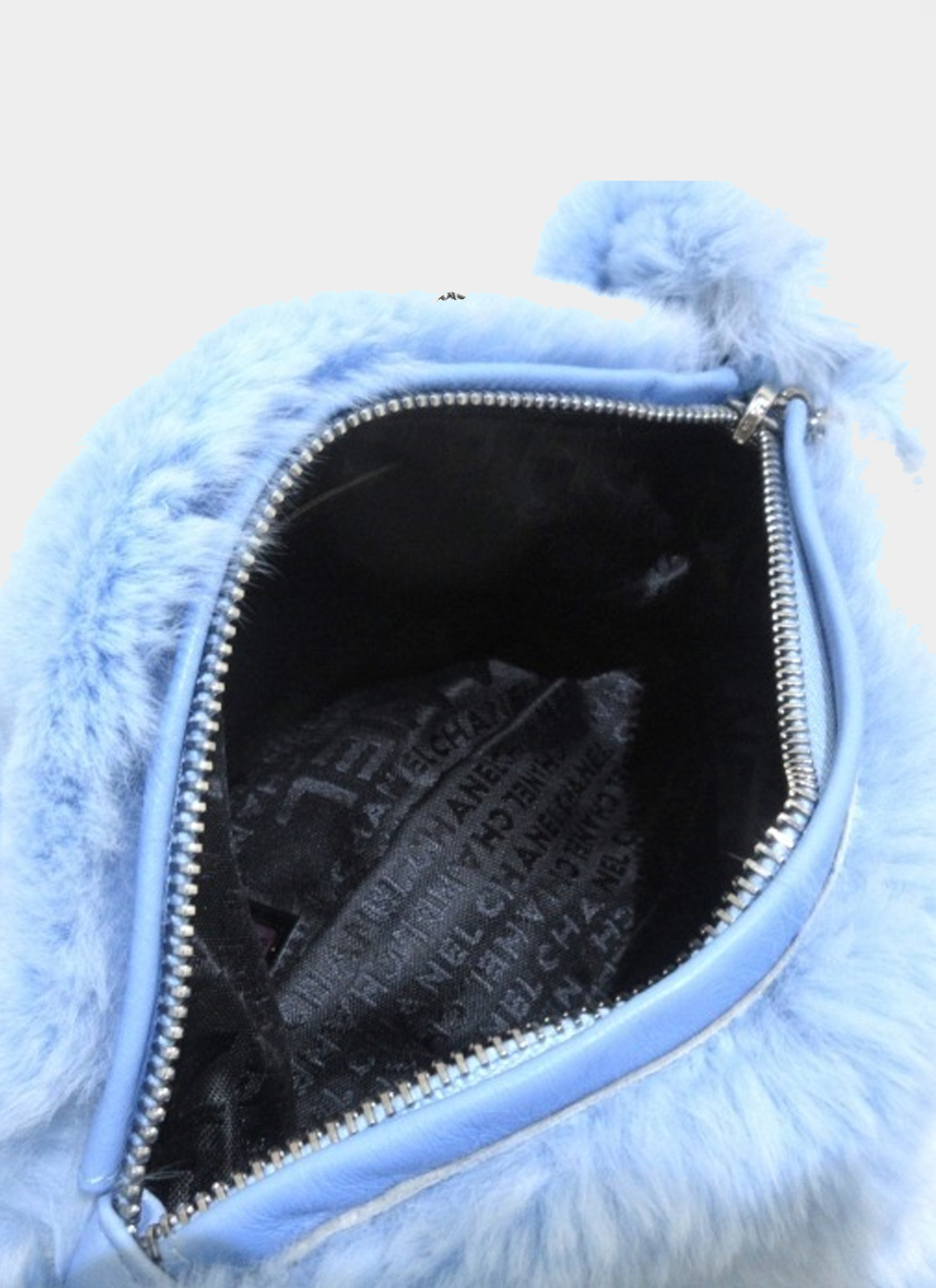 Chanel 2000s Blue Rabbit Fur Rounded Bag · INTO