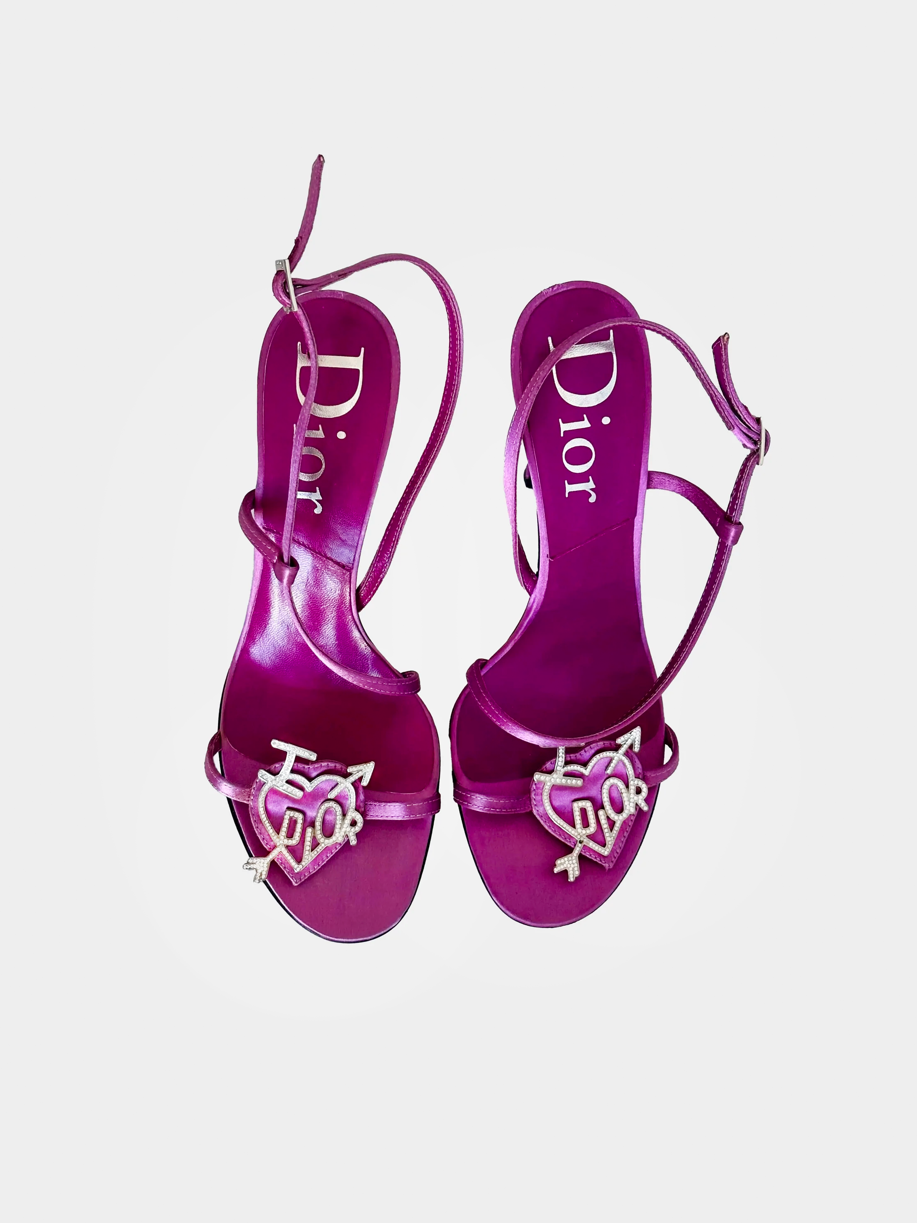 Dway Heeled Sandal Purple Embroidered Satin and Cotton  DIOR US