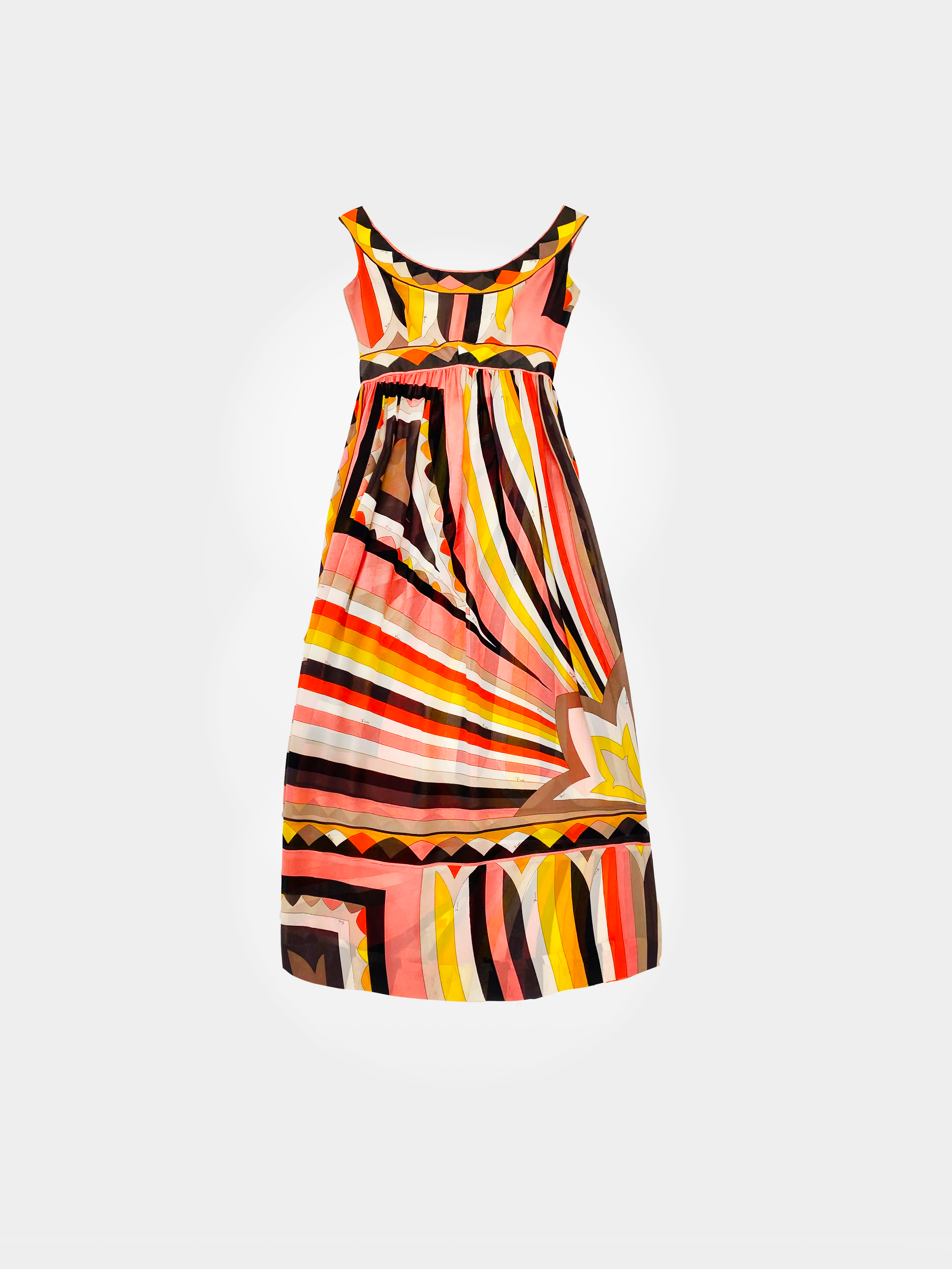 Emilio Pucci 1970s Empire Waist Silk Chiffon Dress