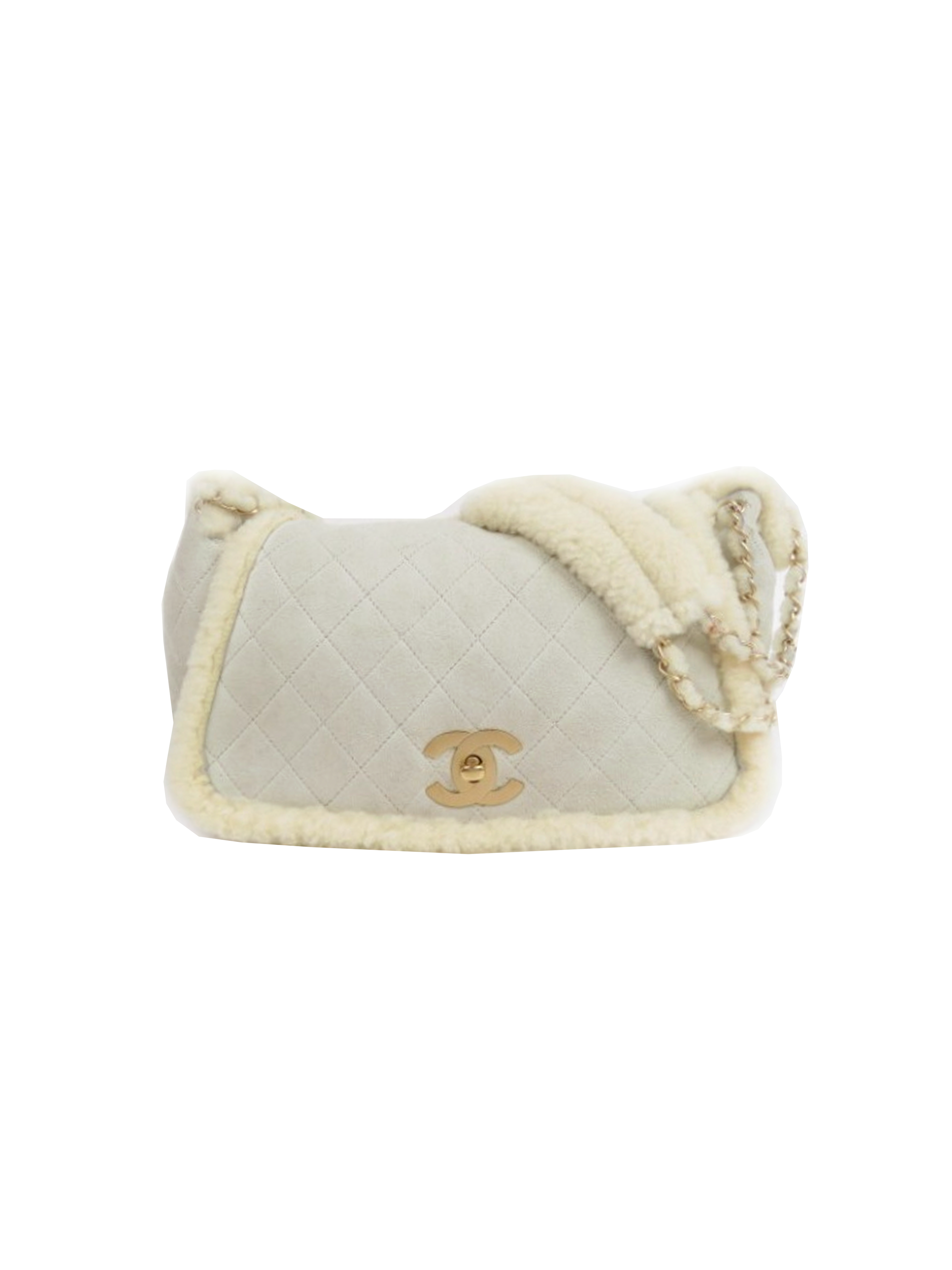 Chanel Flap Bag Shearling CC Black/Beige in Shiny Crumpled Sheepskin/Shearling  Sheepskin with Gold-tone - US