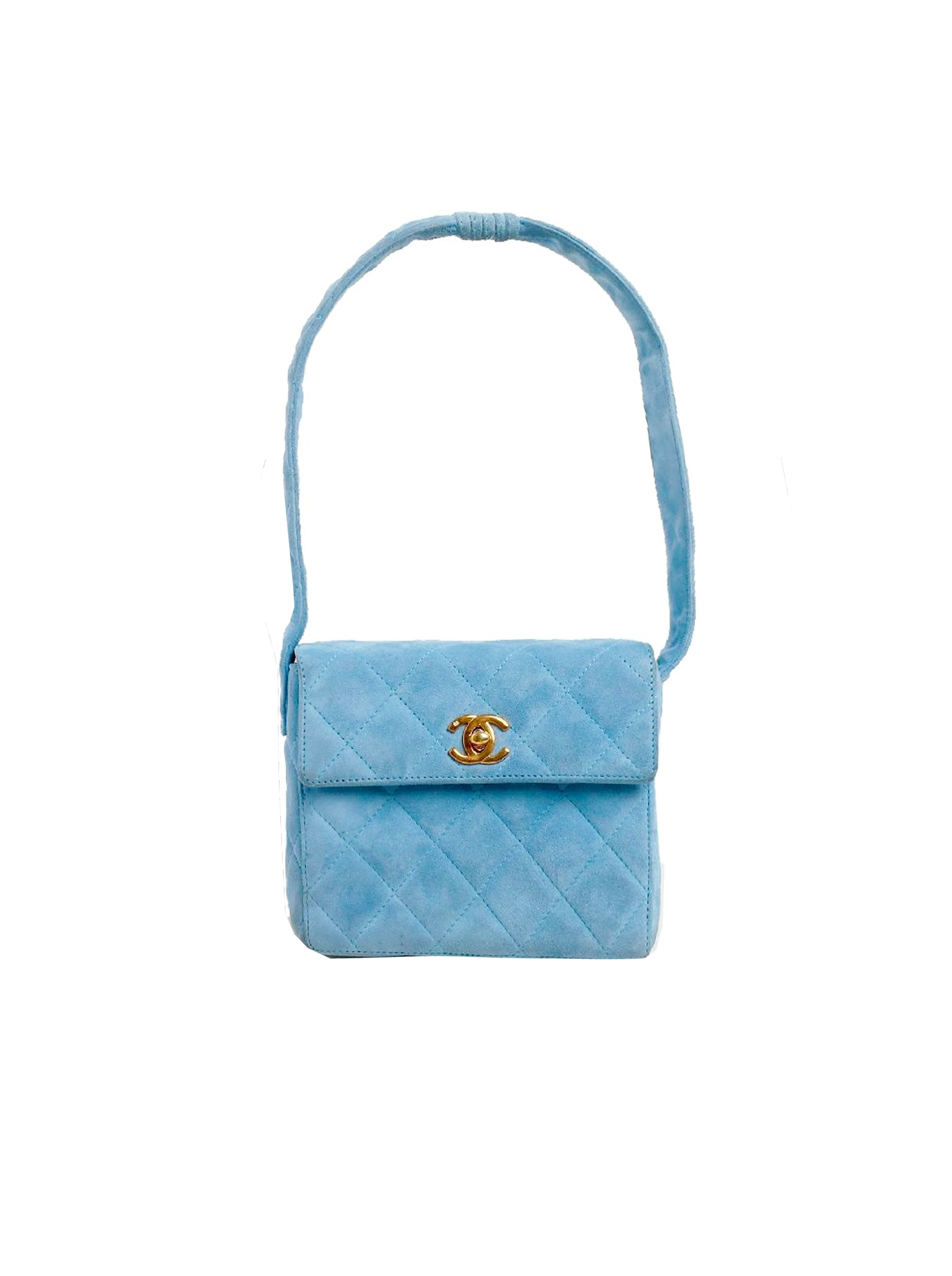 Chanel 1996-1997 Suede Baby Blue Shoulder Bag