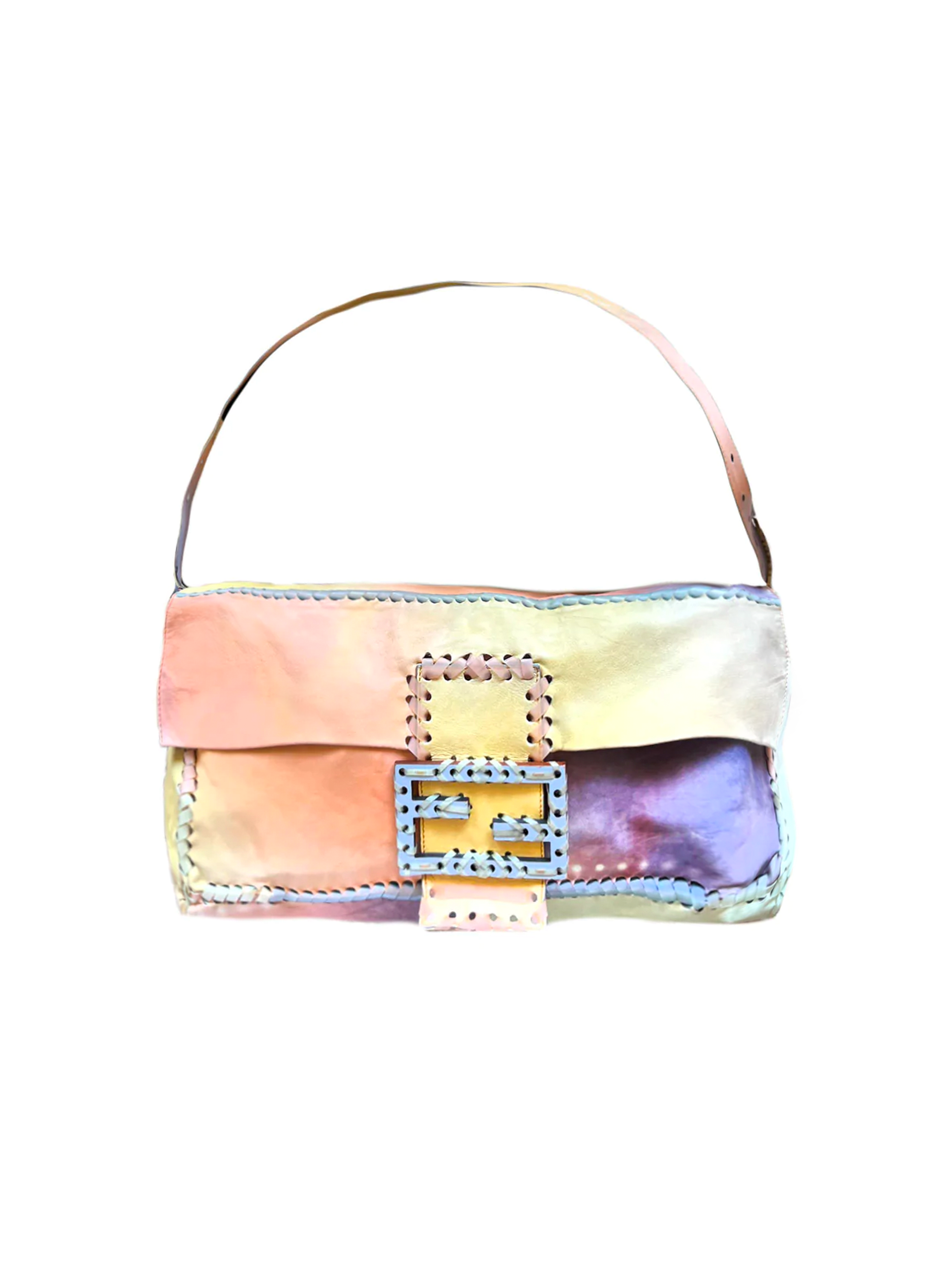 Fendi Mini 2000s Rounded Pink and Yellow Mini Croissant Bag · INTO