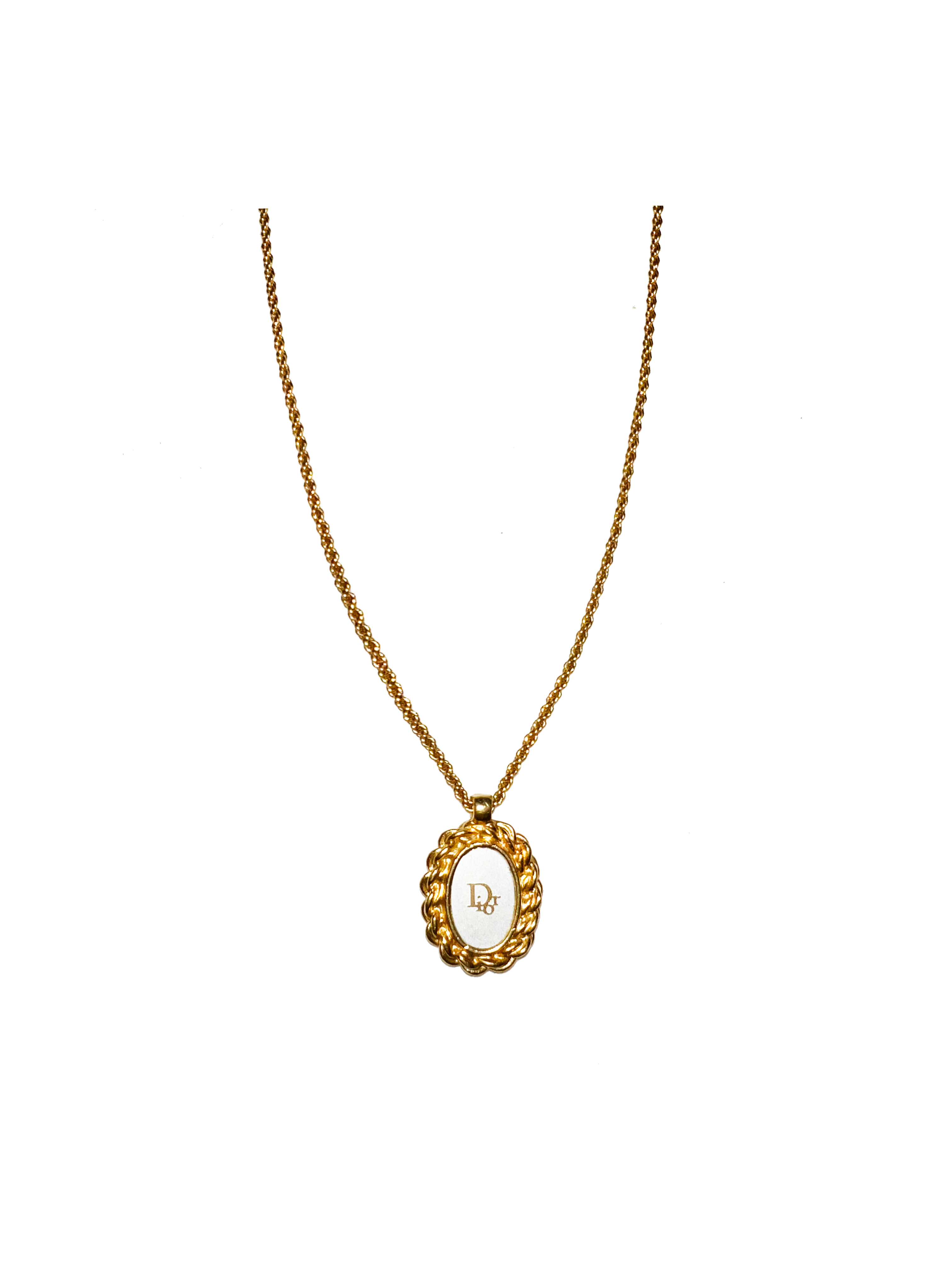 Christian Dior 2000s Golden Pendant White Necklace