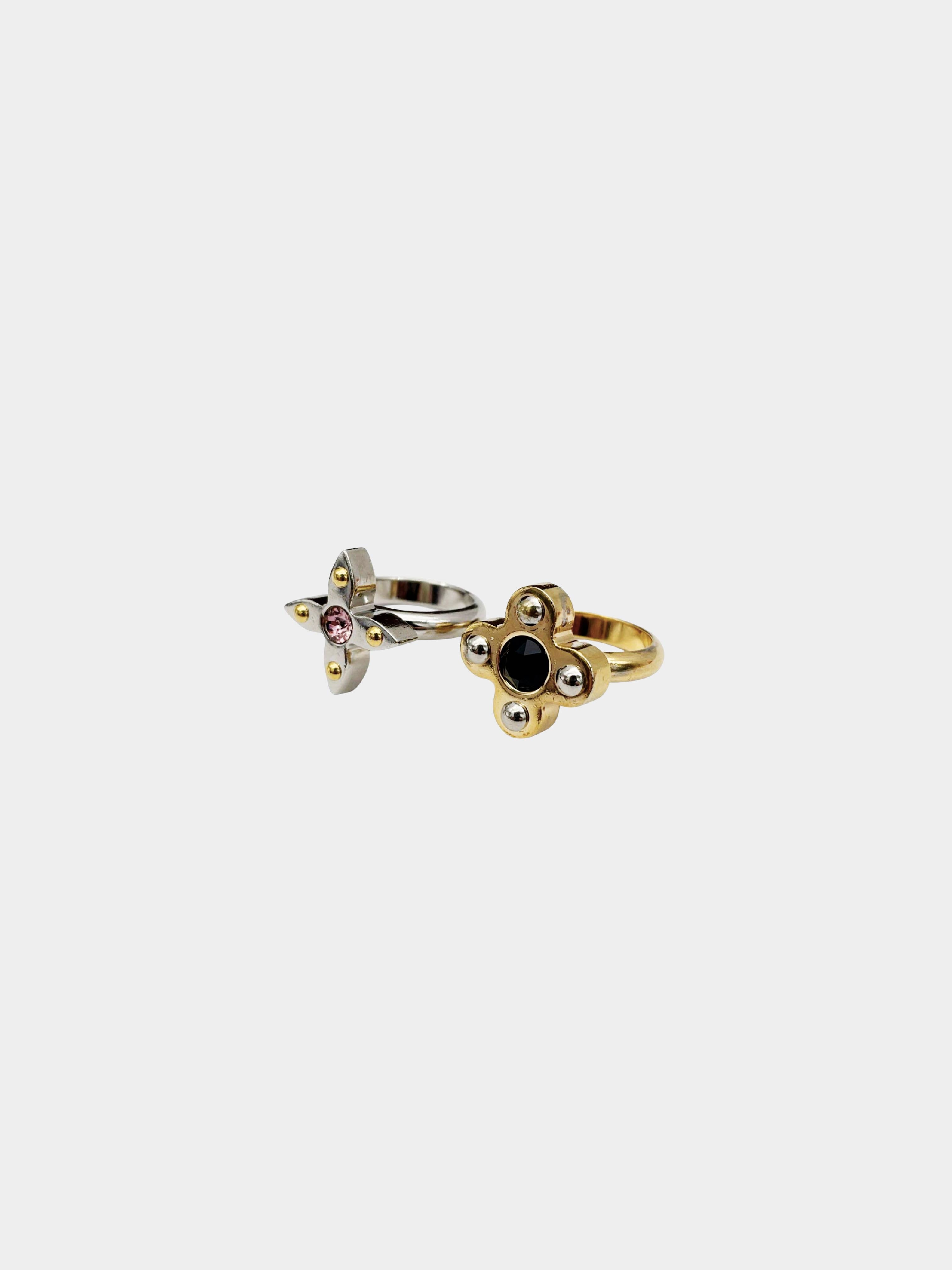 LOUIS VUITTON Crystal Blooming Strass Ring Set M Gold 613948