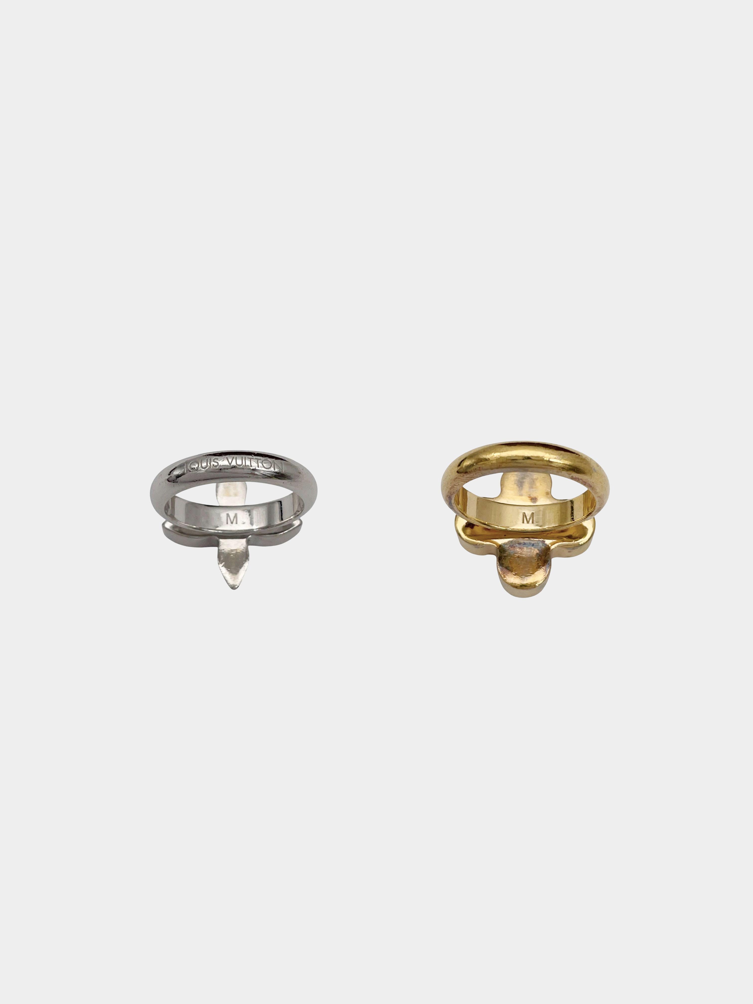 Louis Vuitton 2010 Gold and Silver Love Letters Ring Set