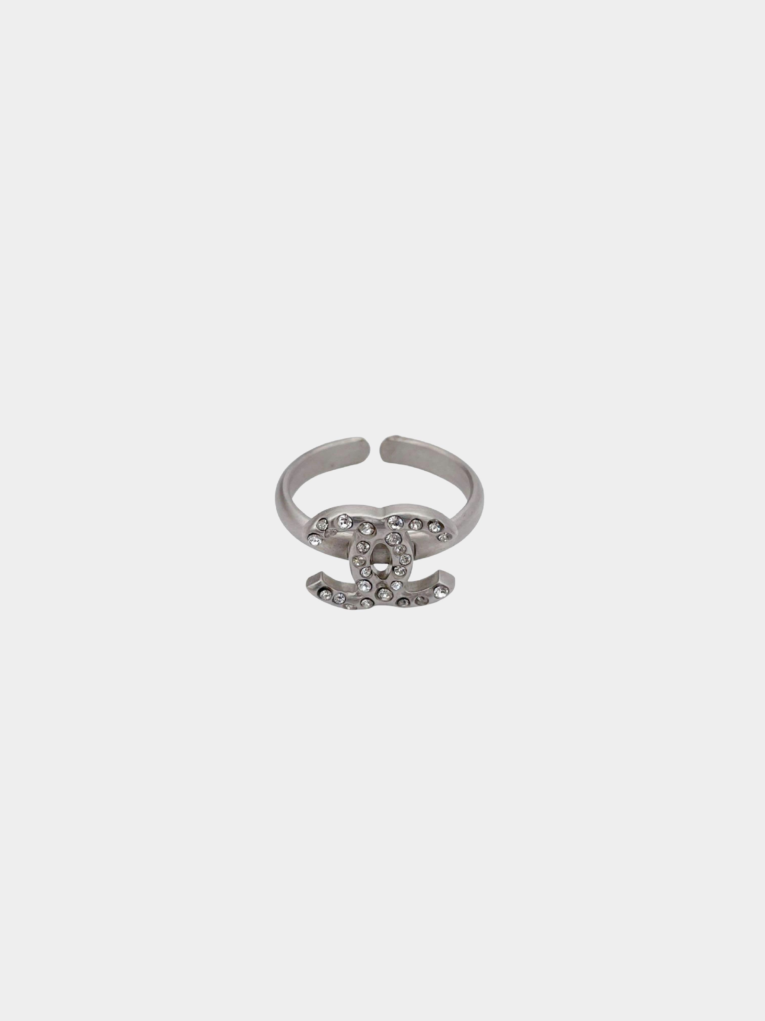 CHANEL PreOwned 2016 Rhinestone CC Logo Ring  Farfetch