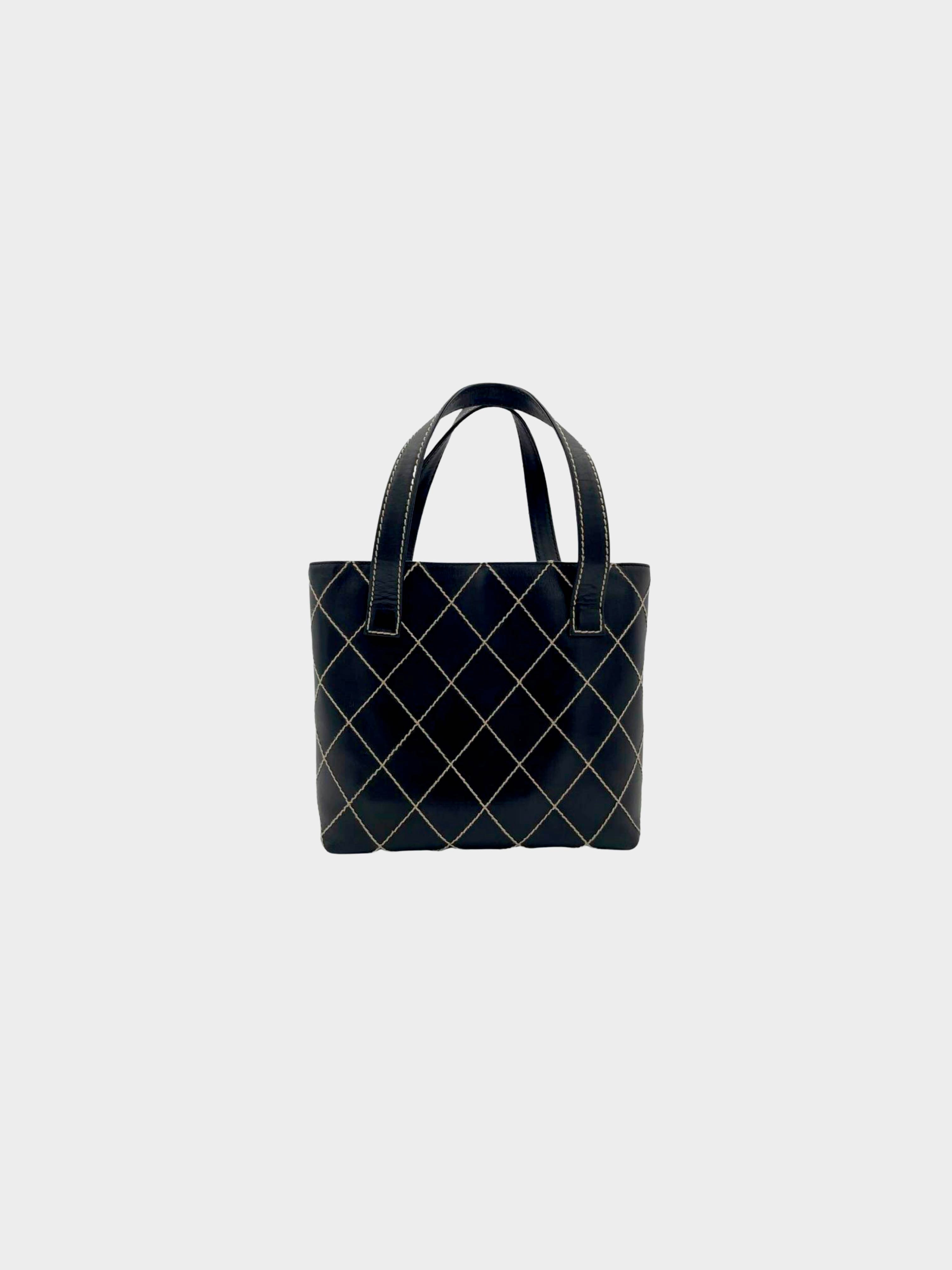 CHANEL CC Wild Stitch Vintage Calfskin Leather Tote Bag Black