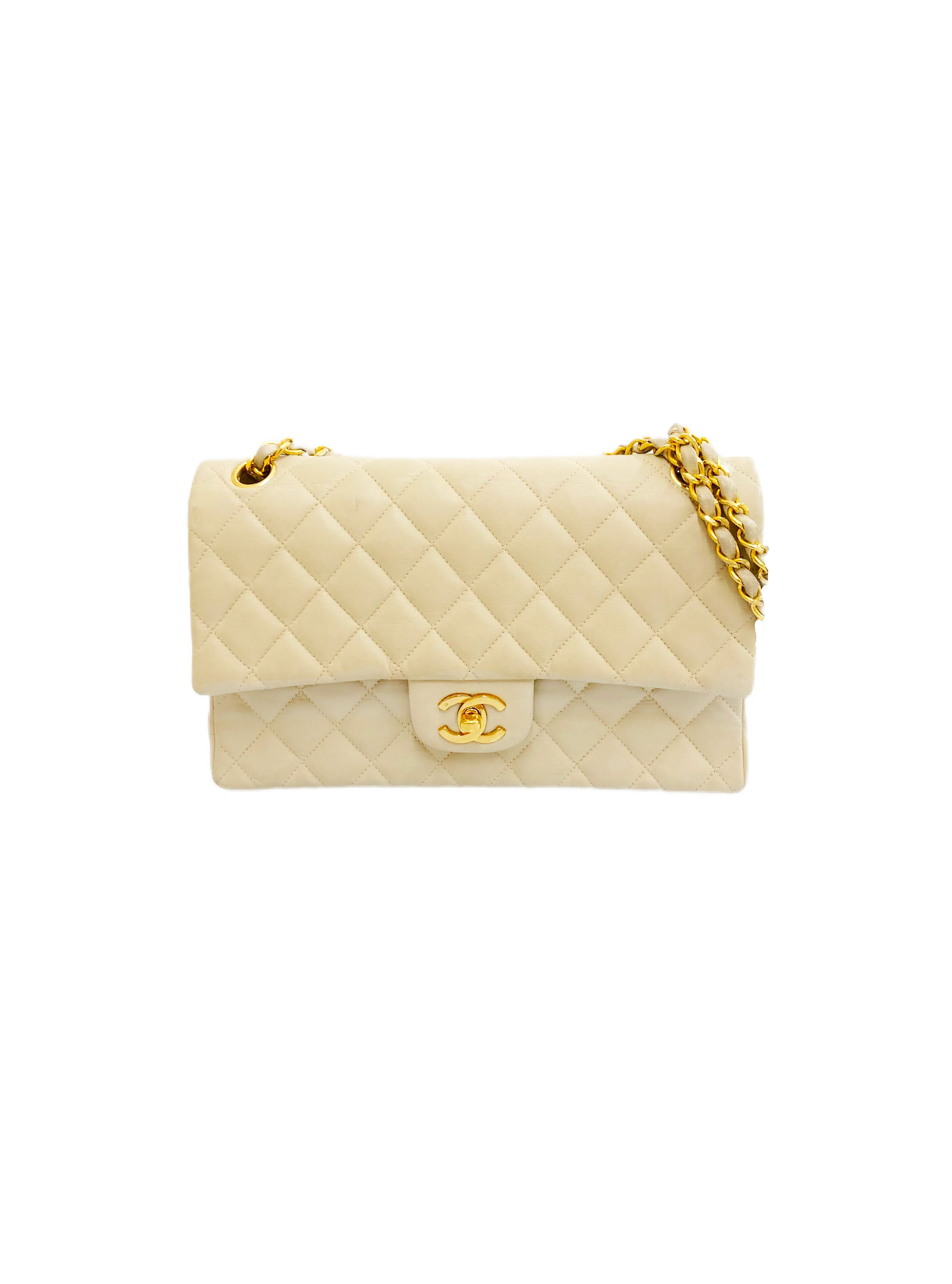 Chanel 2000s Beige Quilted Leather Classic Flap