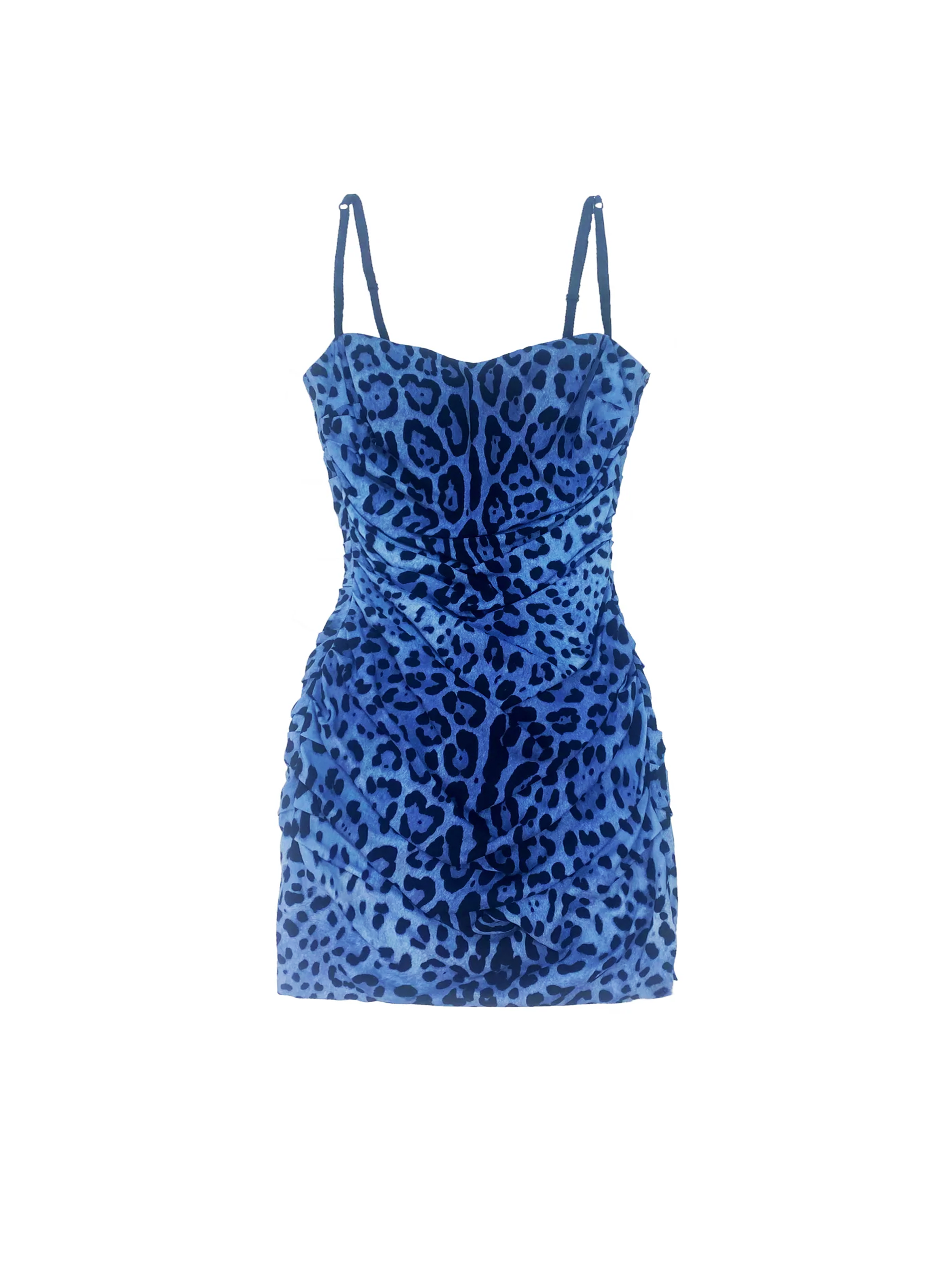 Dolce and Gabbana 2000s Leopard Blue Lingerie Dress