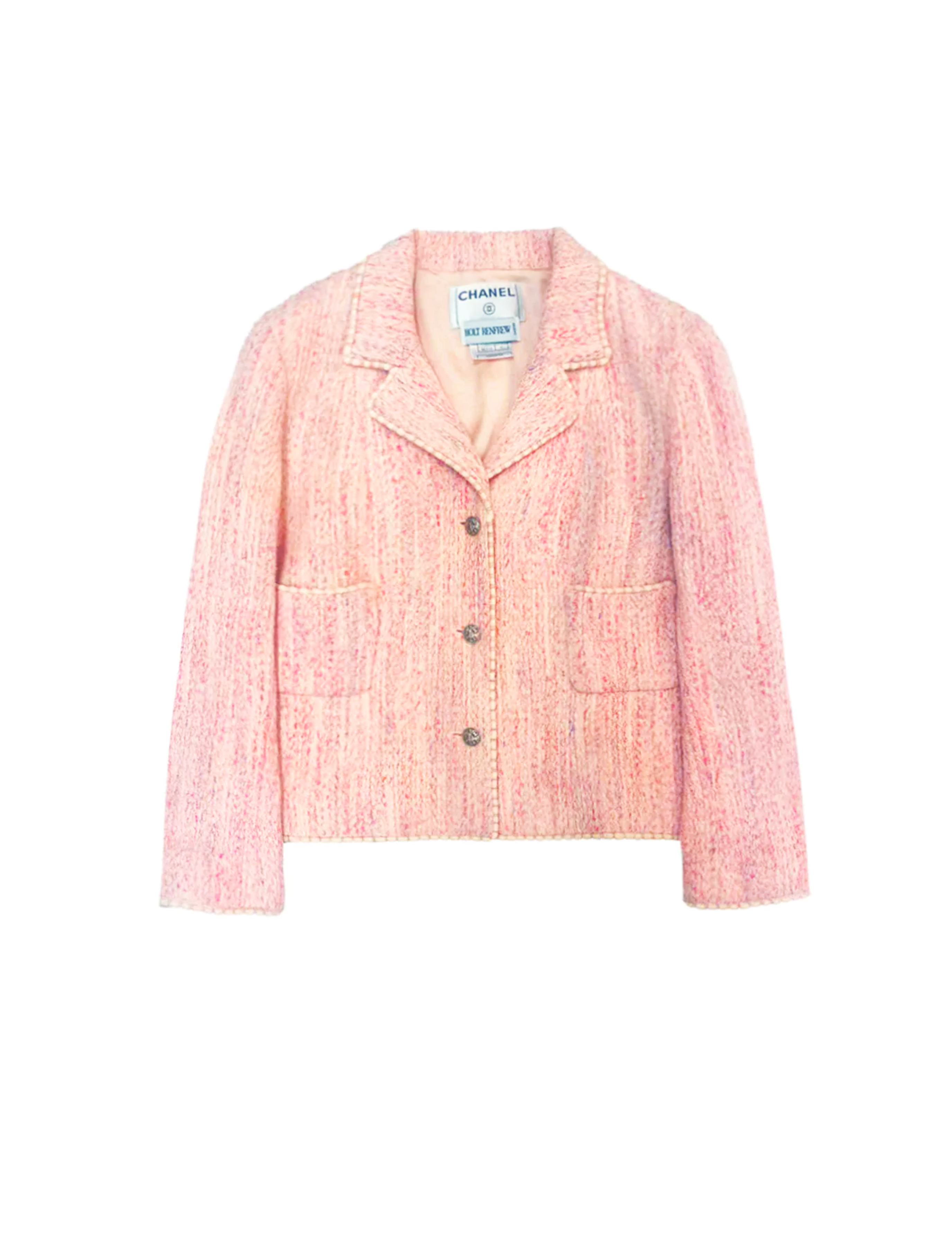 1990s Chanel Pink Tweed Jacket Mini Skirt Set