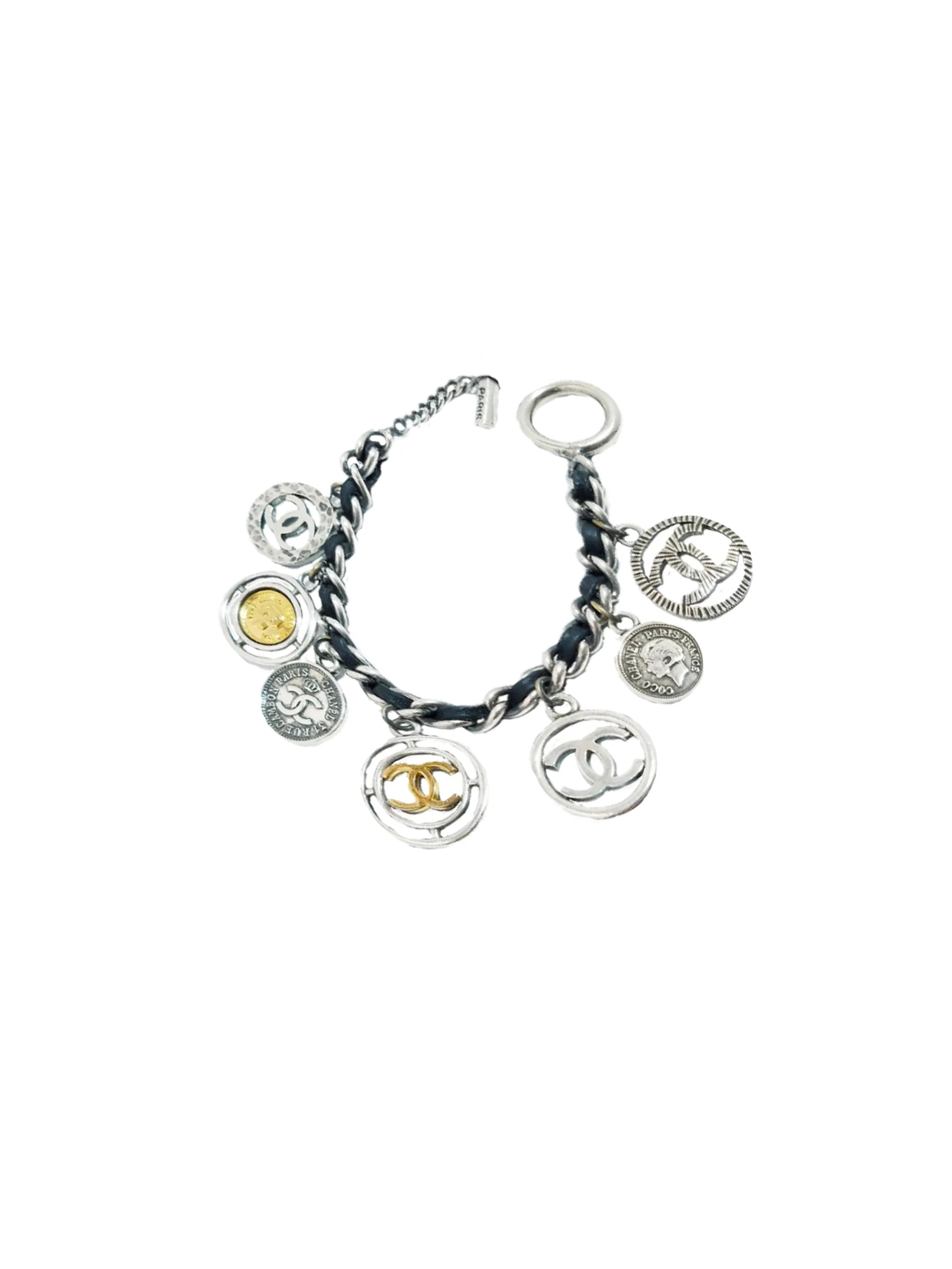 Chanel 2000s Coco Coin Silver Bracelet