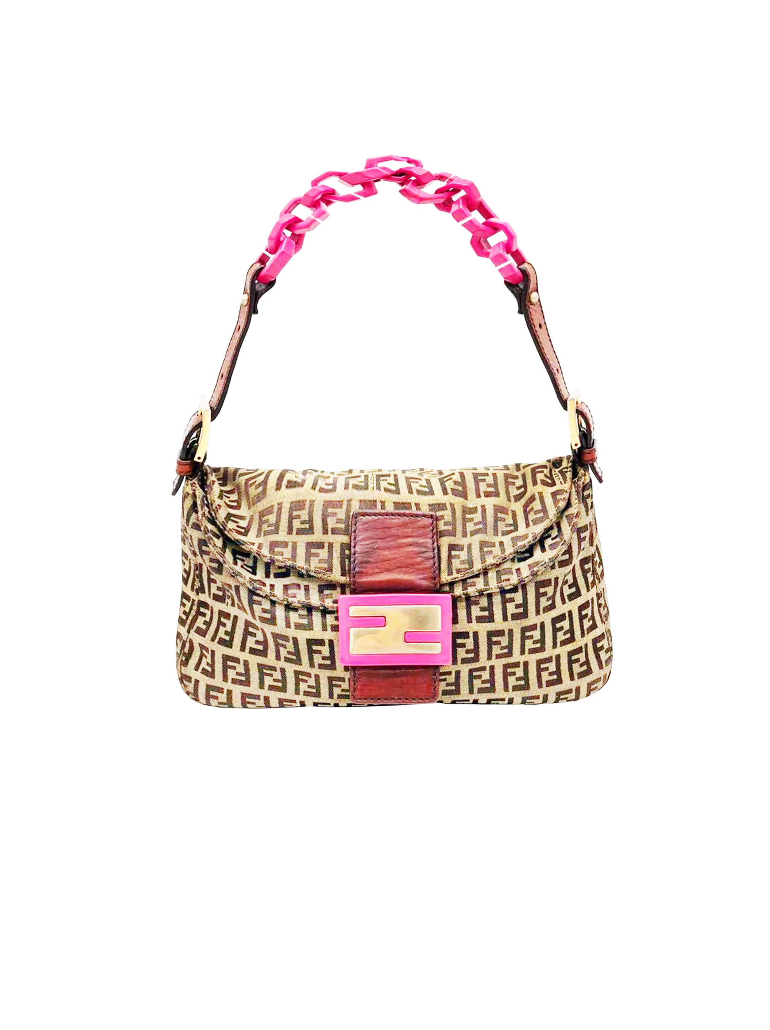 Fendi 2000s Pink Resin Rare Zucca Baguette