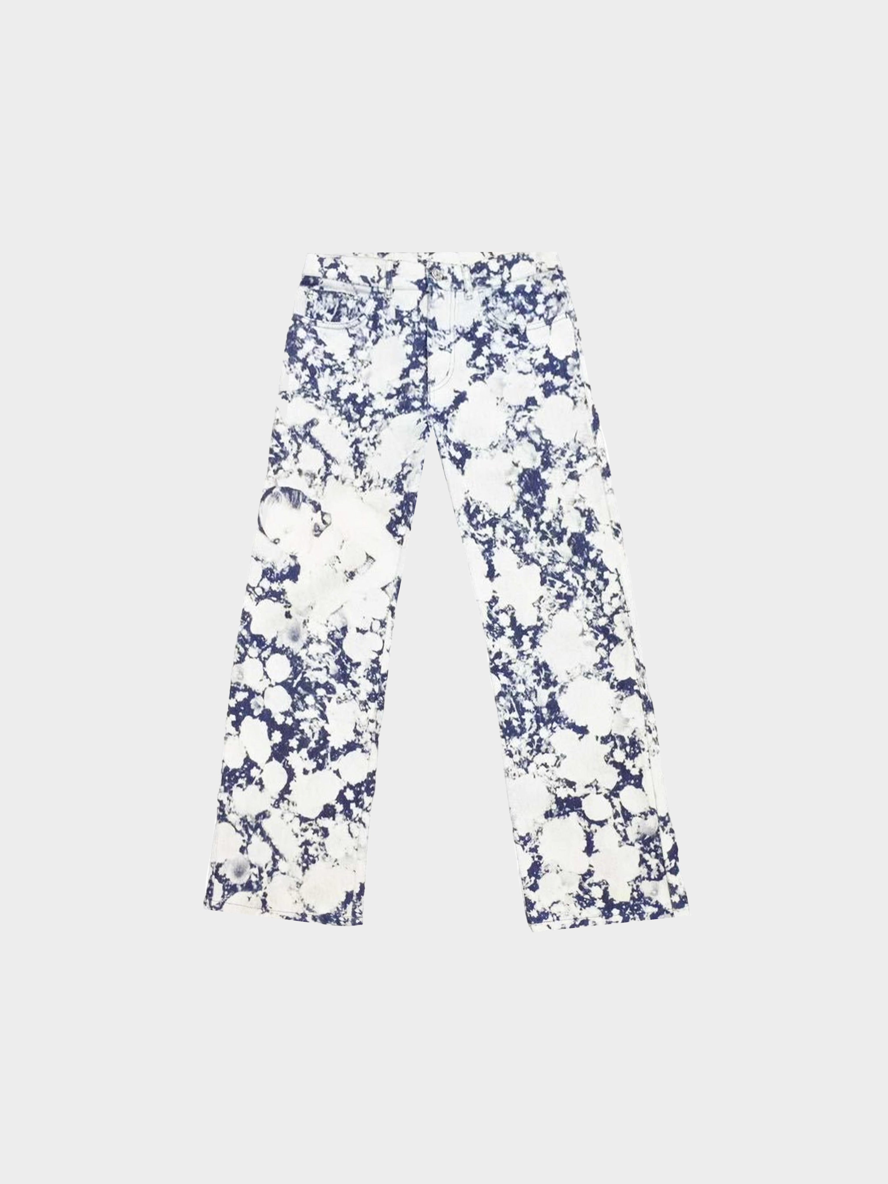 new LOUIS VUITTON Virgil Abloh 100% silk floral blue patchwork