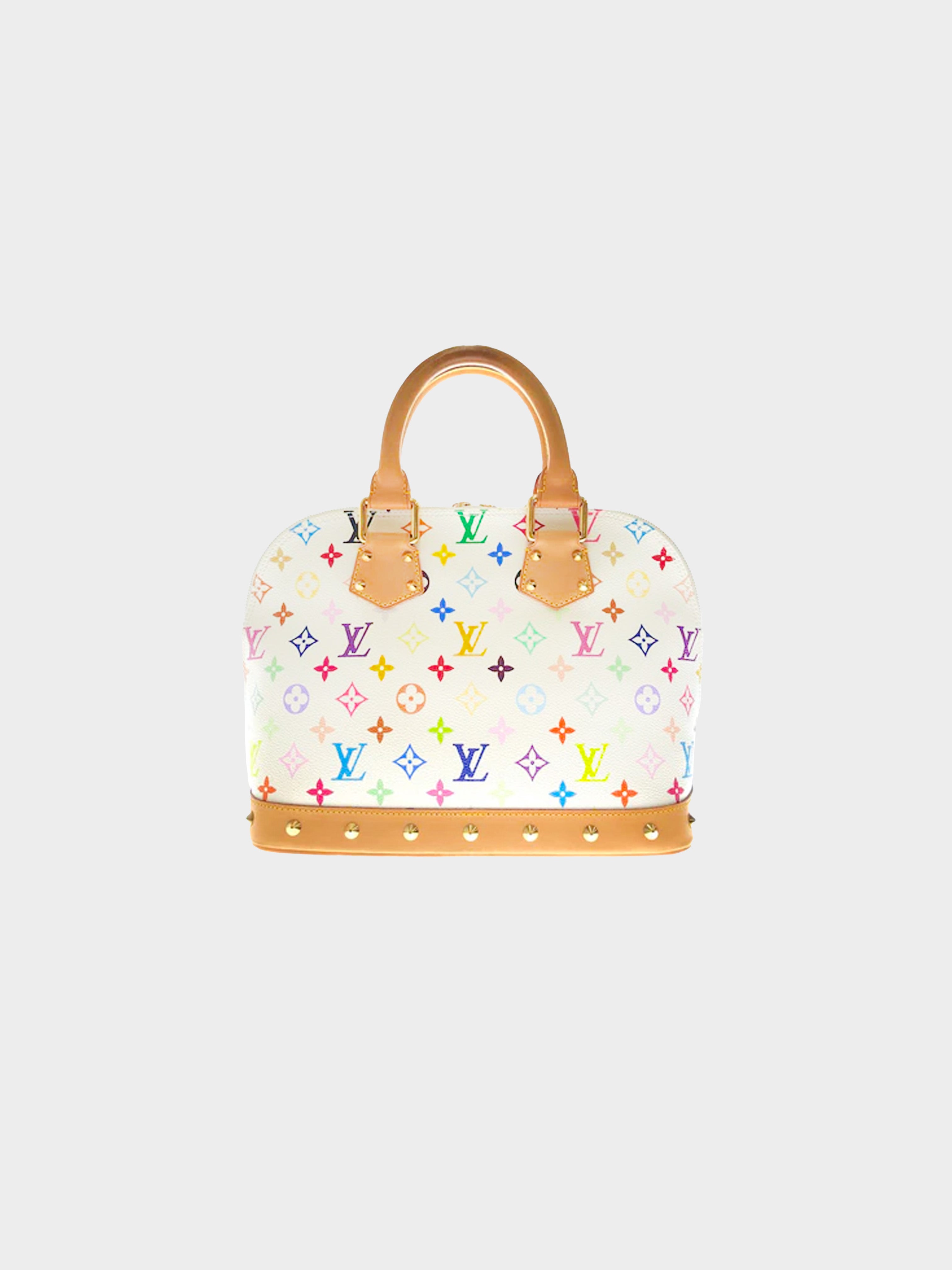 Louis Vuitton White Multicolor Monogram Alma MM Top Handle Bag