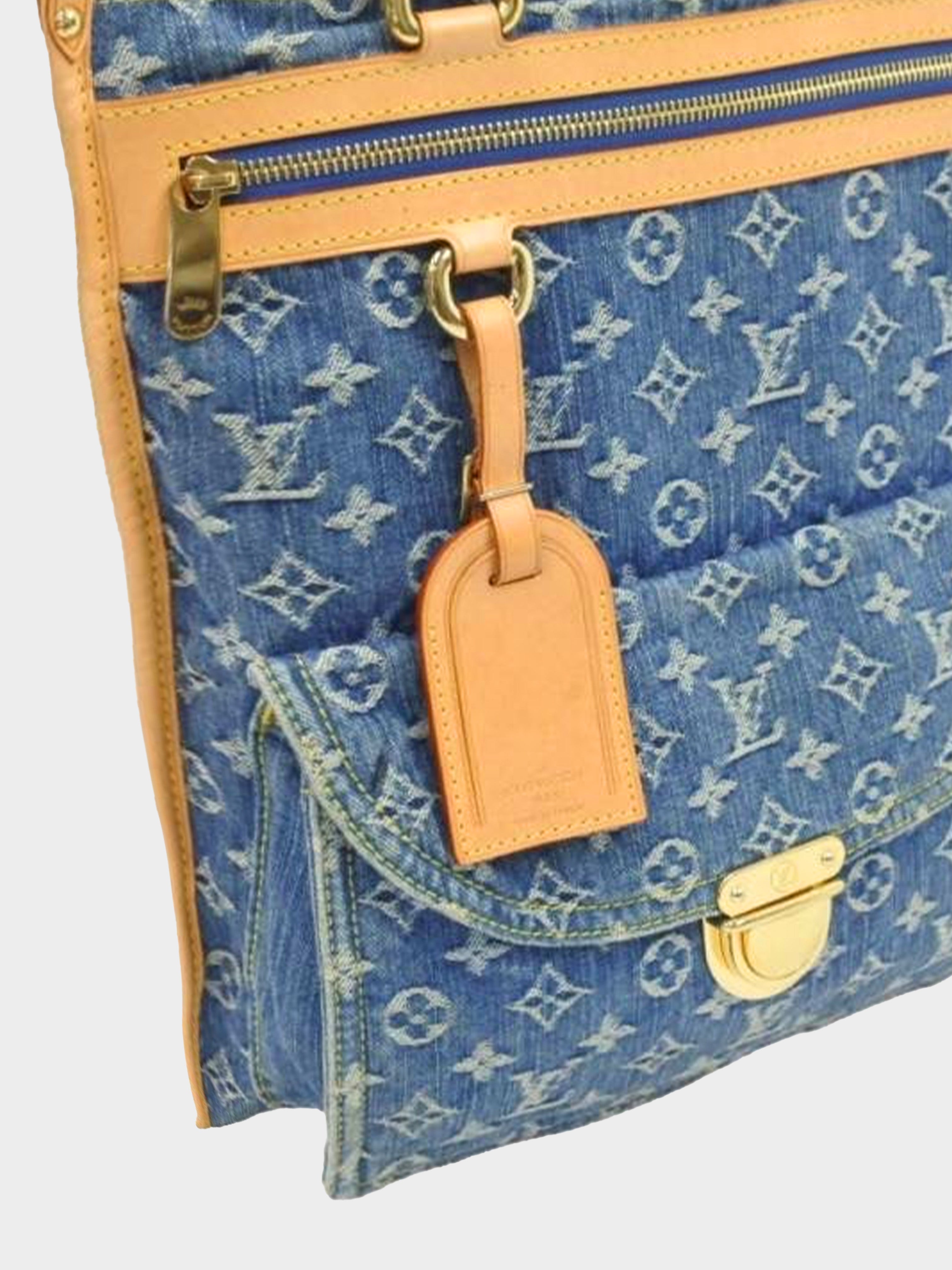 Louis Vuitton Monogram Denim Leather Shopper Bag Blue