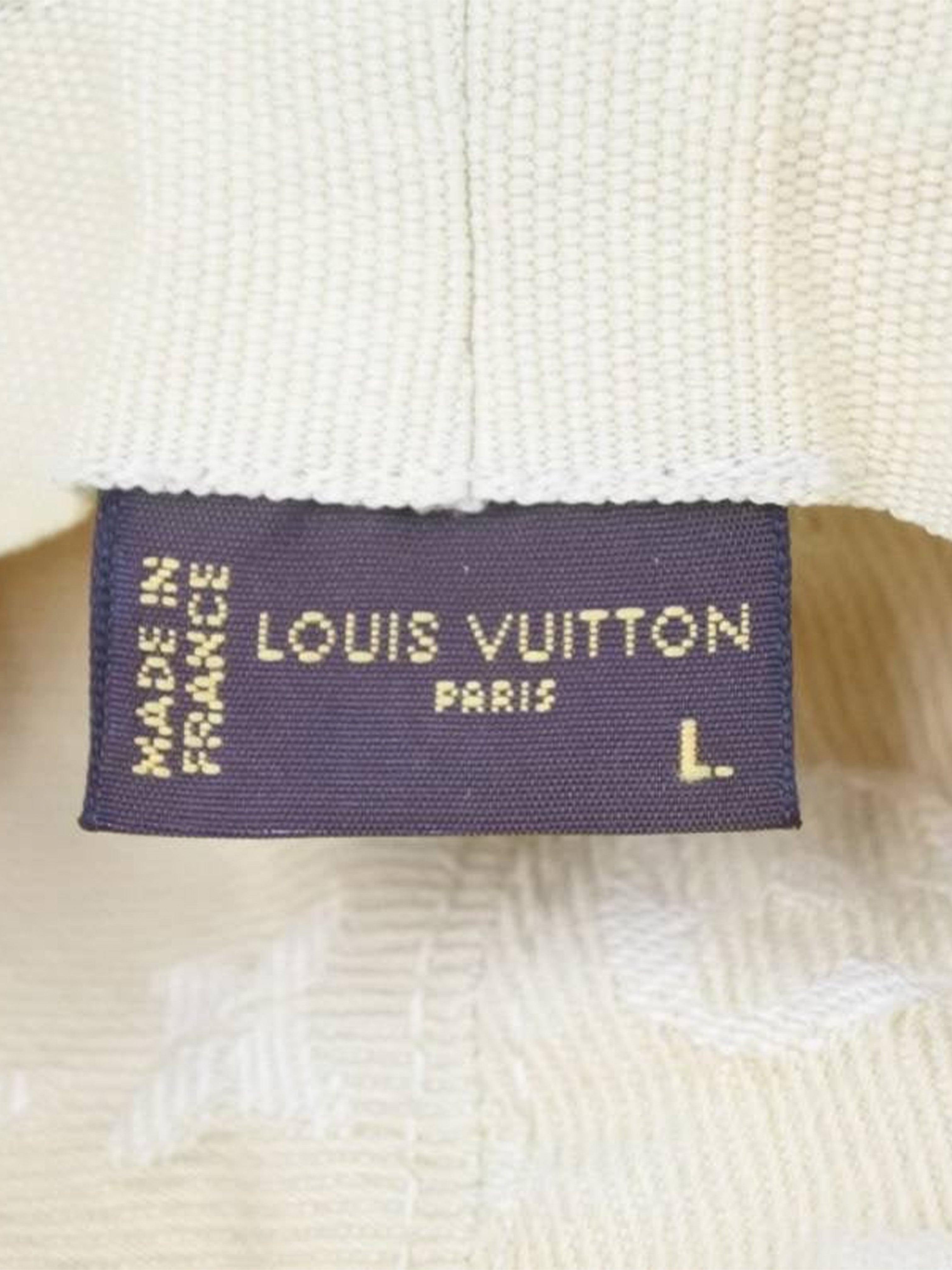 Louis Vuitton 2000s Cream Distressed Denim Bucket Hat