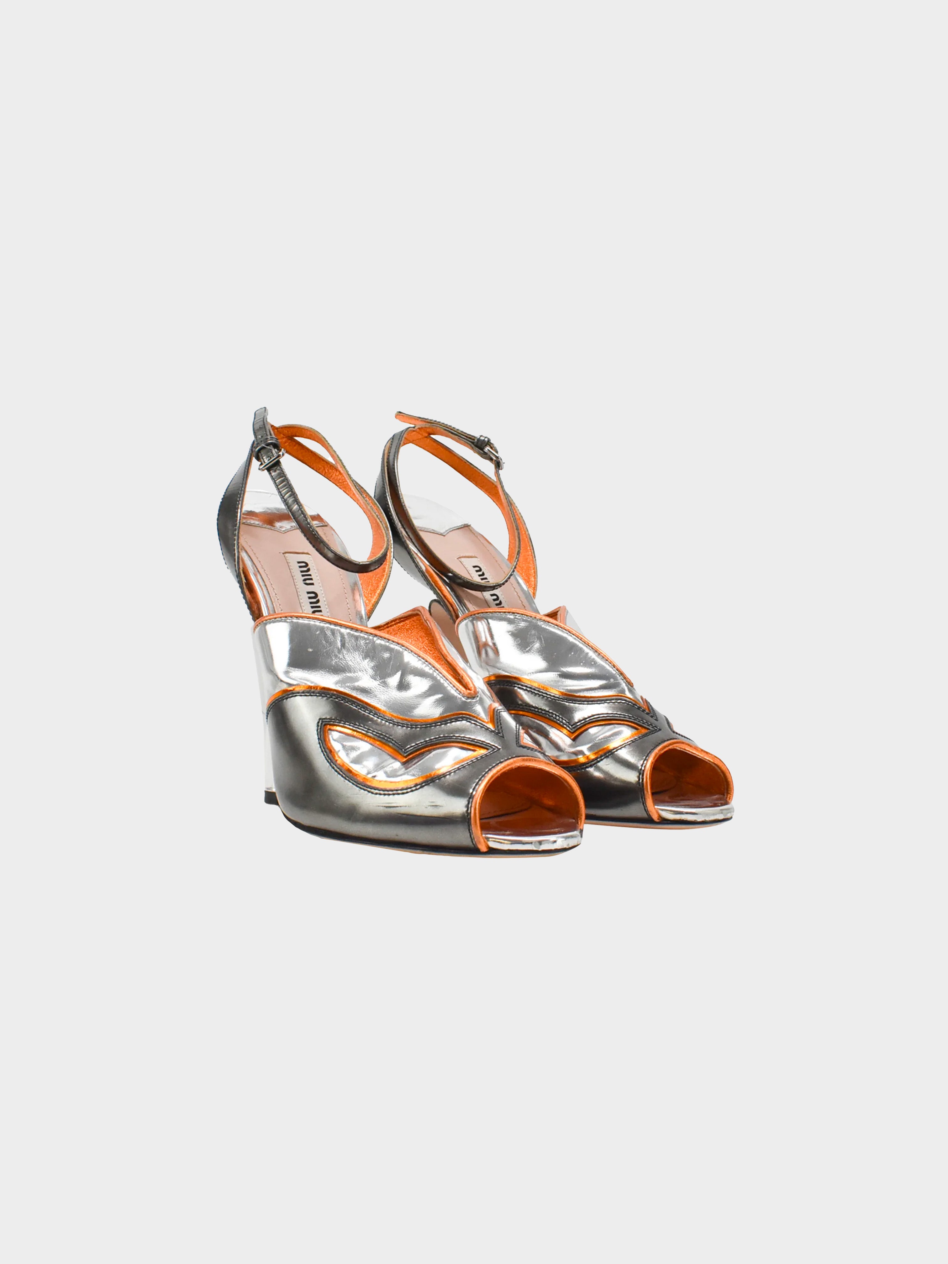 Miu Miu Spring 2011 Silver Metallic Peep Toe Heels