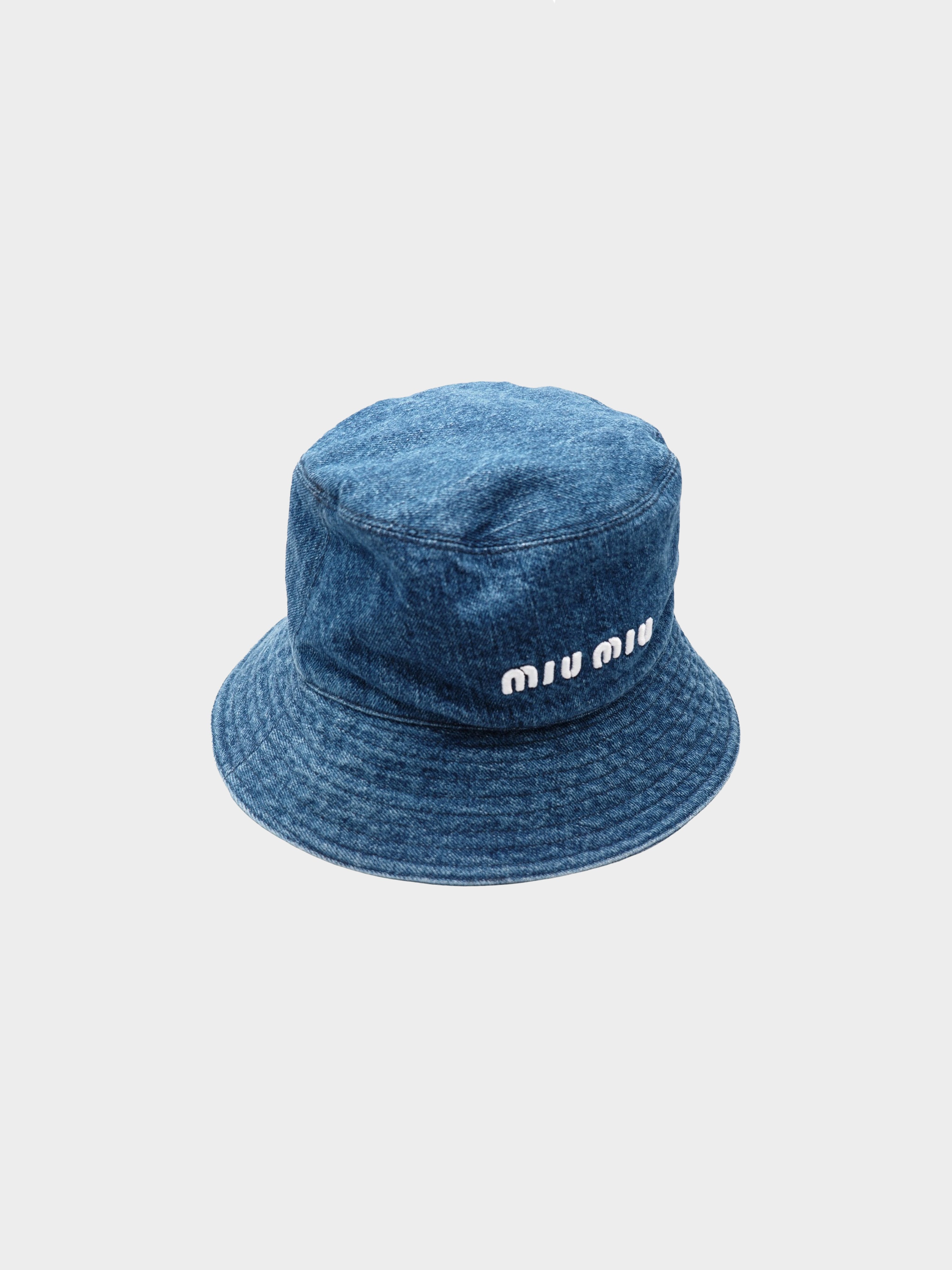 Miu Miu 2020s Denim Logo Bucket Hat