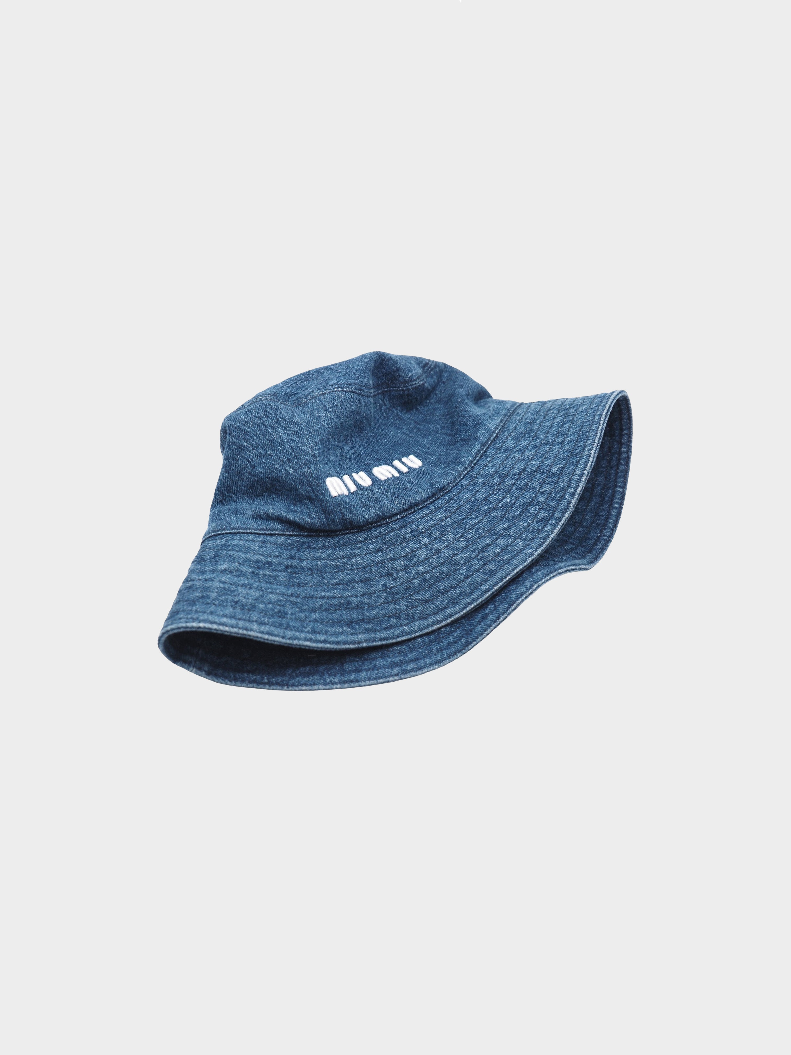 Miu Miu 2020s Denim Logo Bucket Hat · INTO