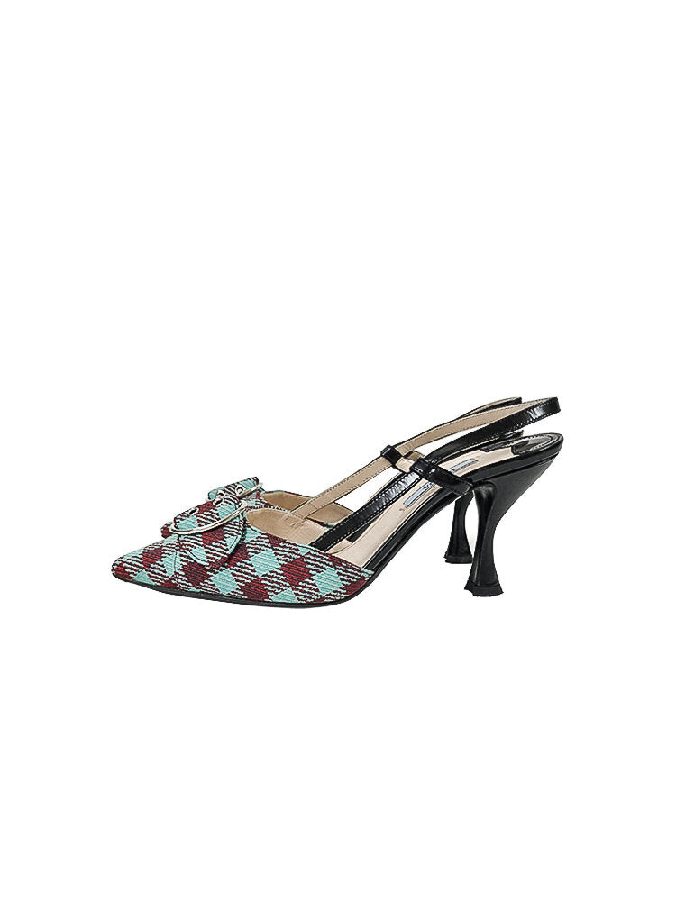 Prada 2000s Tartan Vintage Point Sling Heels