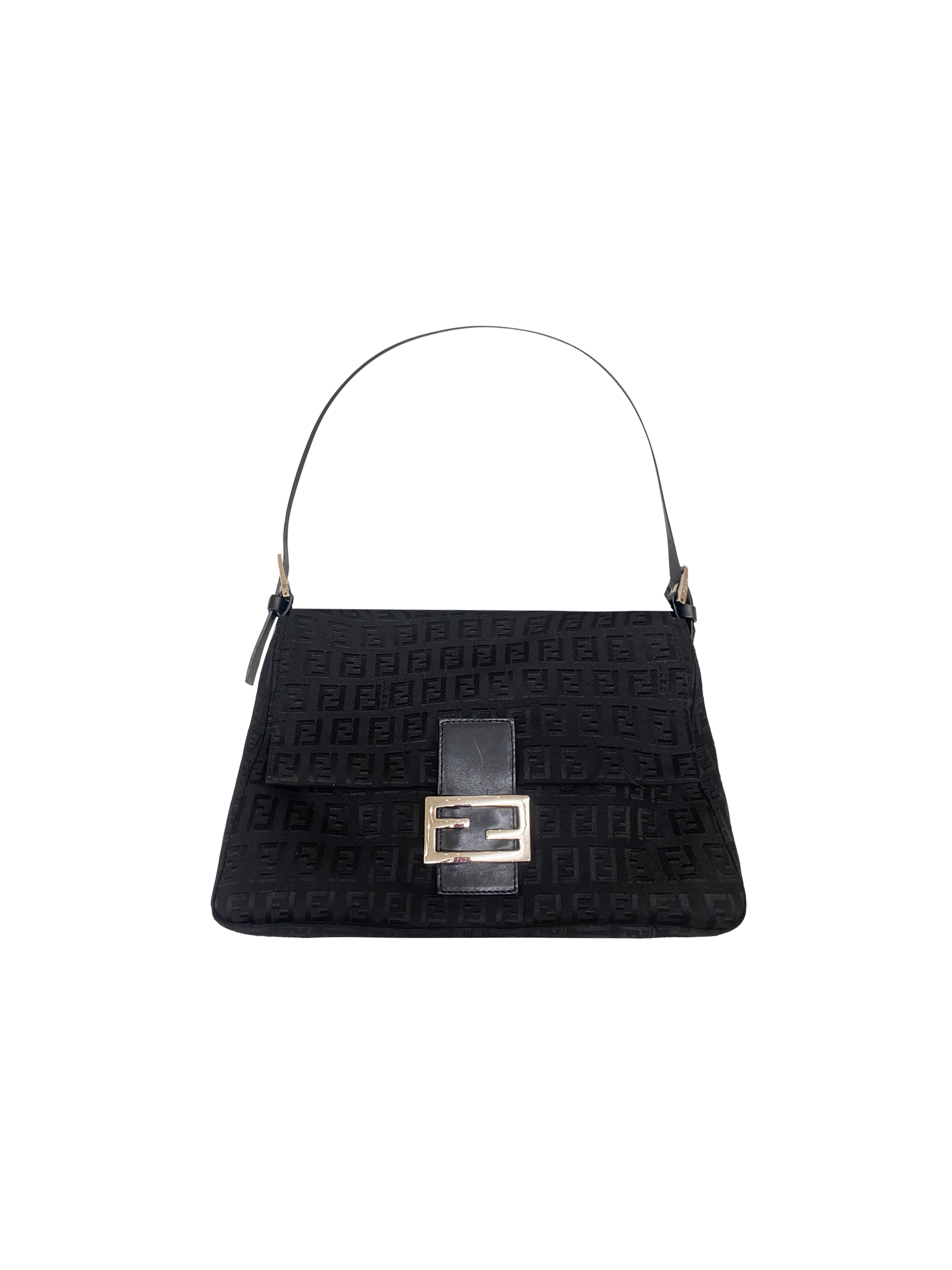 Fendi 2000s Black Large Mononogram Peekaboo Baguette