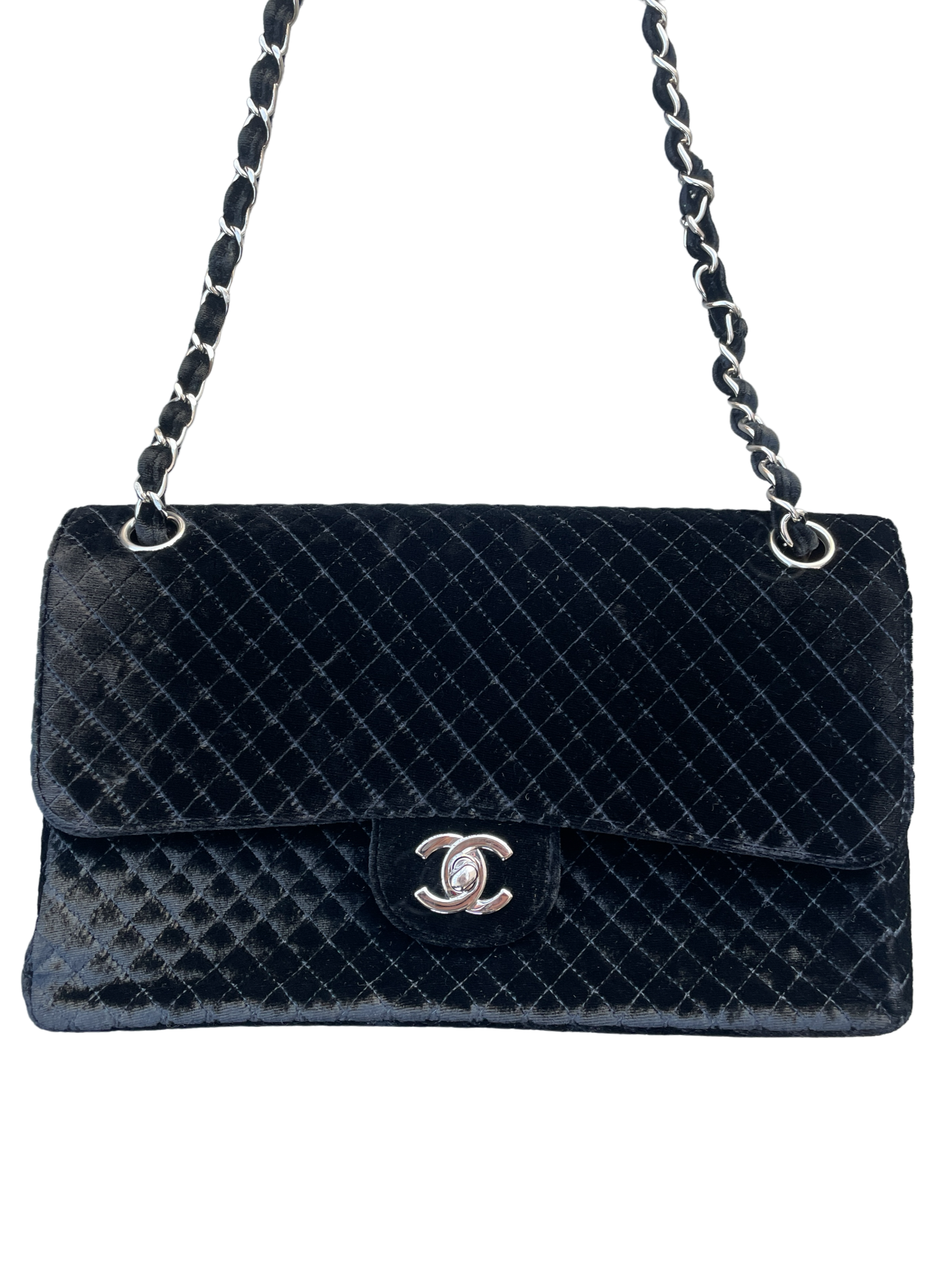 Chanel 2000s Black Rare Velvet Medium Flap Bag · INTO